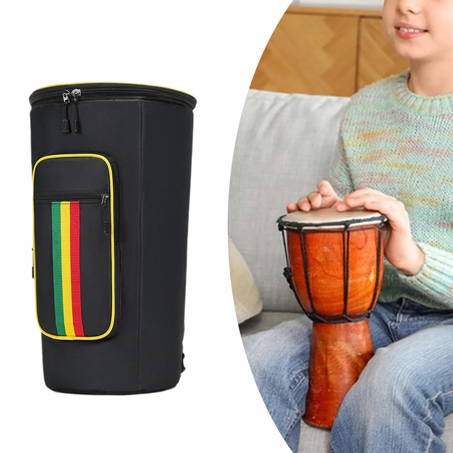 Generic Pochette Africana con Tracolla Regolabile, Custodia Imbottita in Tessuto Oxford Impermeabile, Ideale per Amanti Della Musica E Dei Viaggi, 10inch