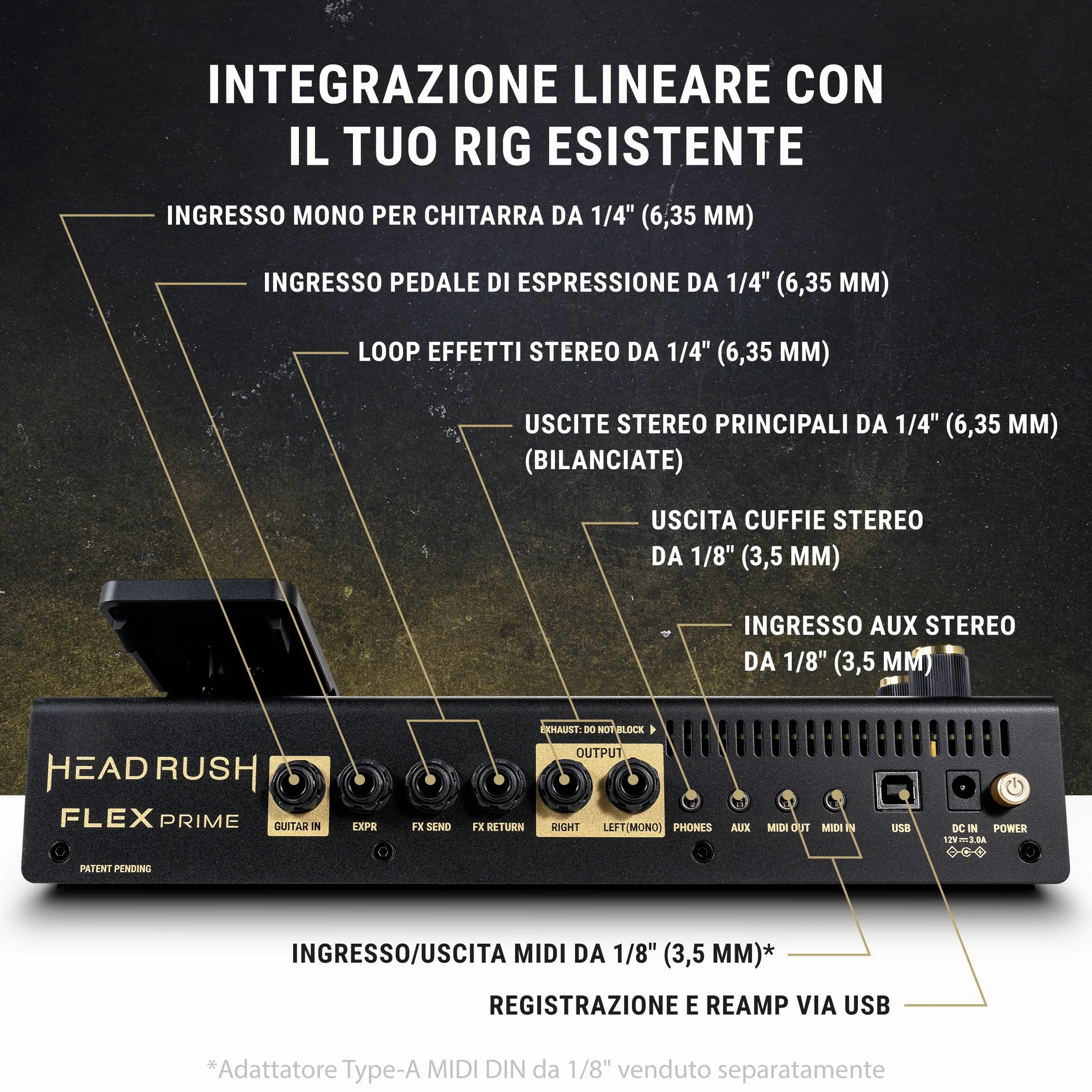 HeadRush Flex Prime - Pedaliera Multieffetto e Amp Modeler per Chitarra e Basso con Touchscreen, Looper, Wi-Fi, Bluetooth, IR Loader, USB, lezioni
