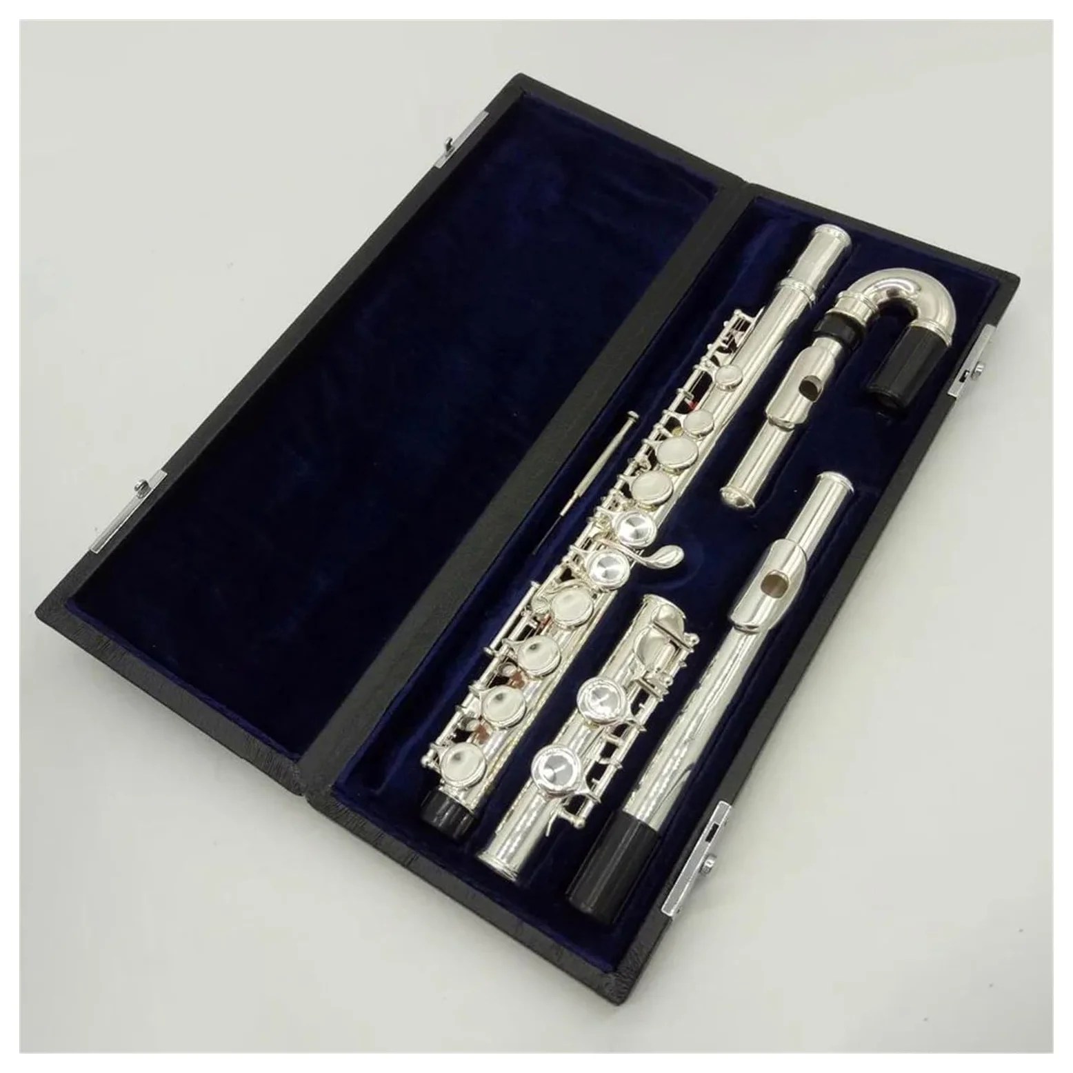 Professionale Flauto Traverso Flauto Placcato Argento Strumento Studente Testata Curva Flauti C Gamba 16 Fori Chiusi Chiave E Flauto