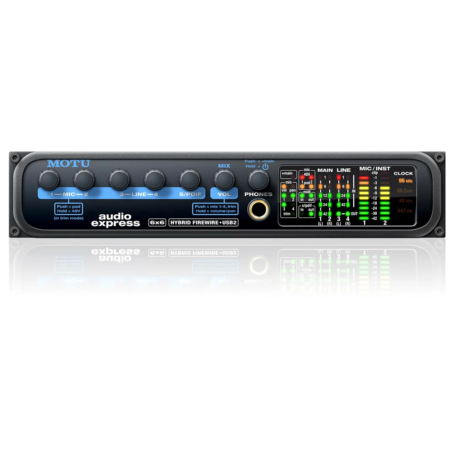 Motu Audio Express Hybrid 6 x 6 canali interfaccia audio Firewire USB standalone con cavo keepdrum XLR