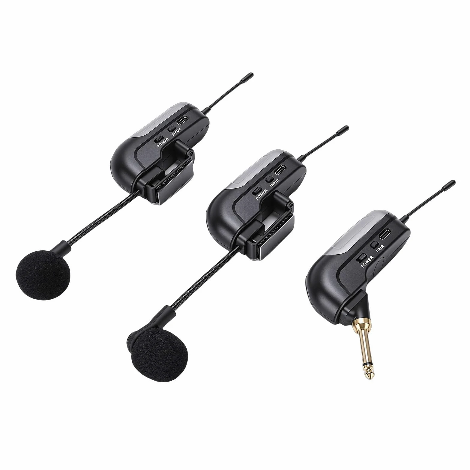 Microfono per Fisarmonica Wireless UHF, Pickup a 360 Gradi Suono Chiaro 30 M di Lunga Portata 6 Ore di Durata della Batteria, con Ricevitore, per Spettacoli Dal, Concerti Dal