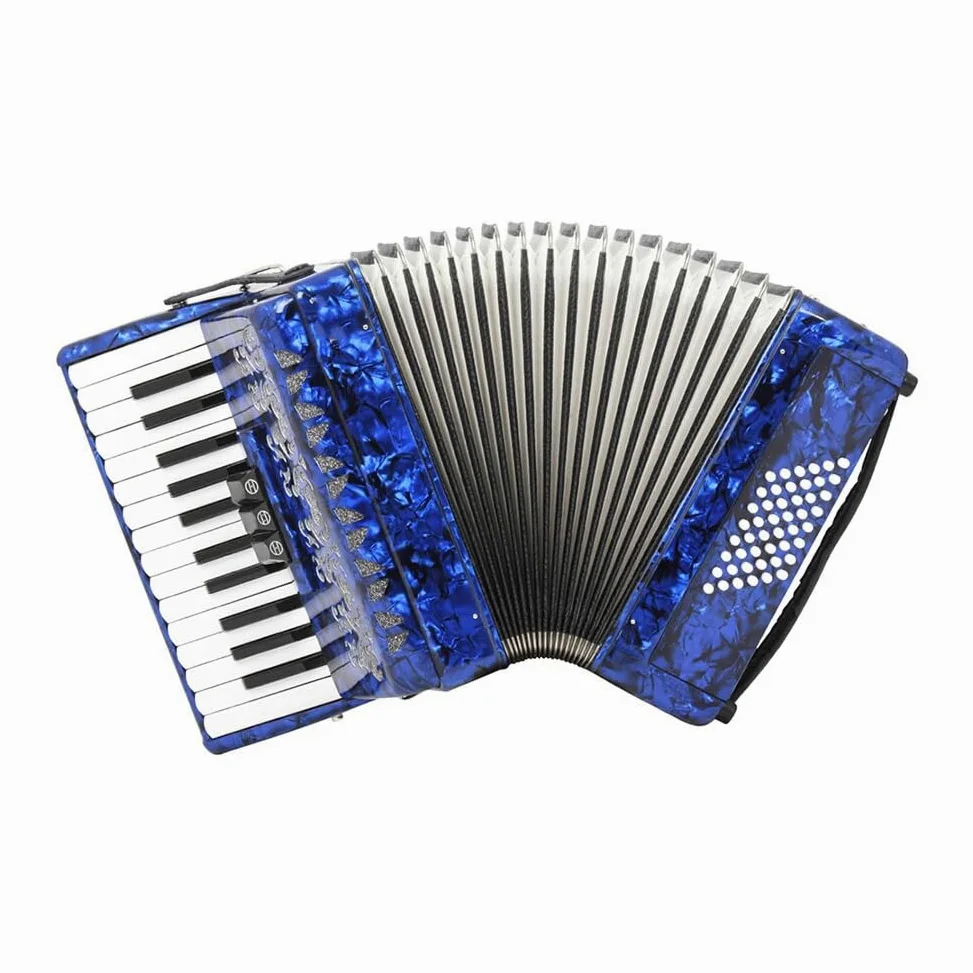 Fisarmoniche, 26 Tasti 48 Bassi Fisarmonica Strumenti a Tastiera Fisarmonica per Principianti Adulti Performance sul Palco con Cinghie Regolabili Custodia (Color : Blue)