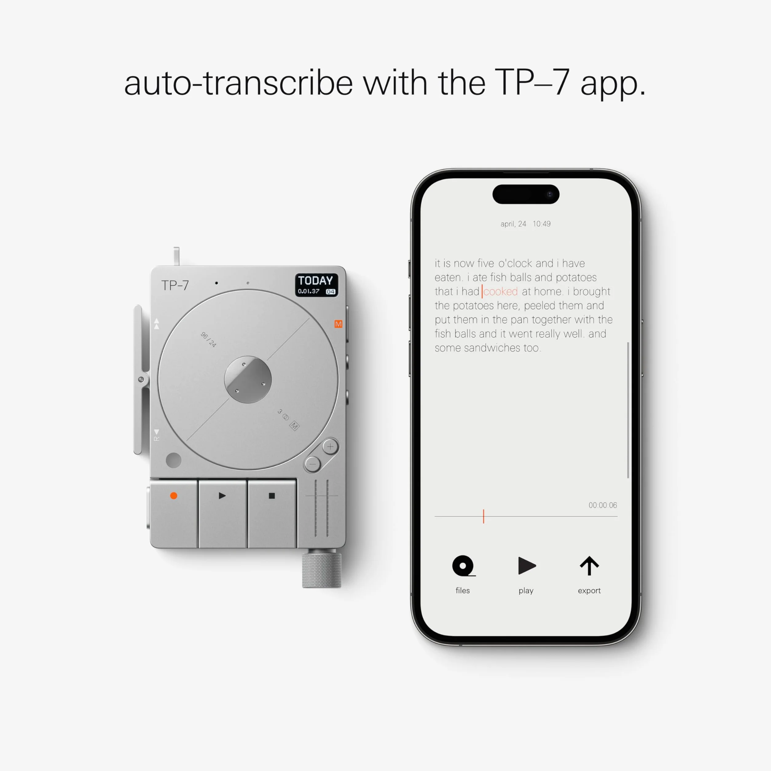 Teenage Engineering TP-7 (registratore portatile, con interfaccia audio USB-C, Bluetooth, microfono interno, altoparlanti, 128 GB di memoria, interfaccia audio USB-C, autonomia di 72 ore)