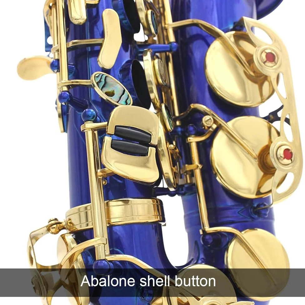 Sassofono contralto Ottone Lacca blu E Sax piatto Strumento musicale a fiato intagliato a mano per principianti per suonare strumenti musicali