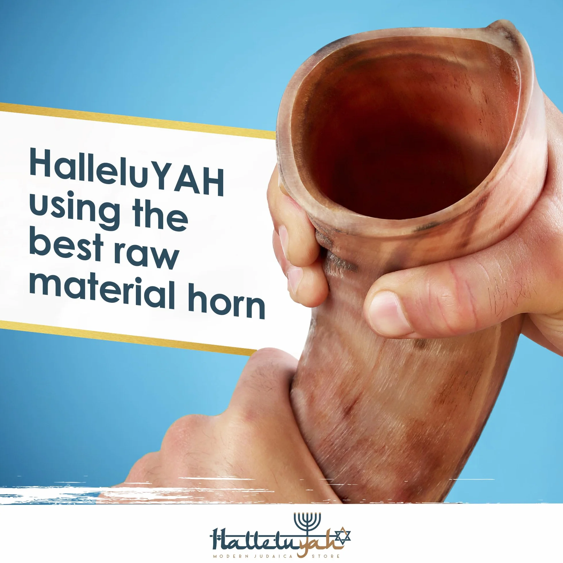 HalleluYAH Kosher Kudu Shofar semi-lucidato originale | Da Israele