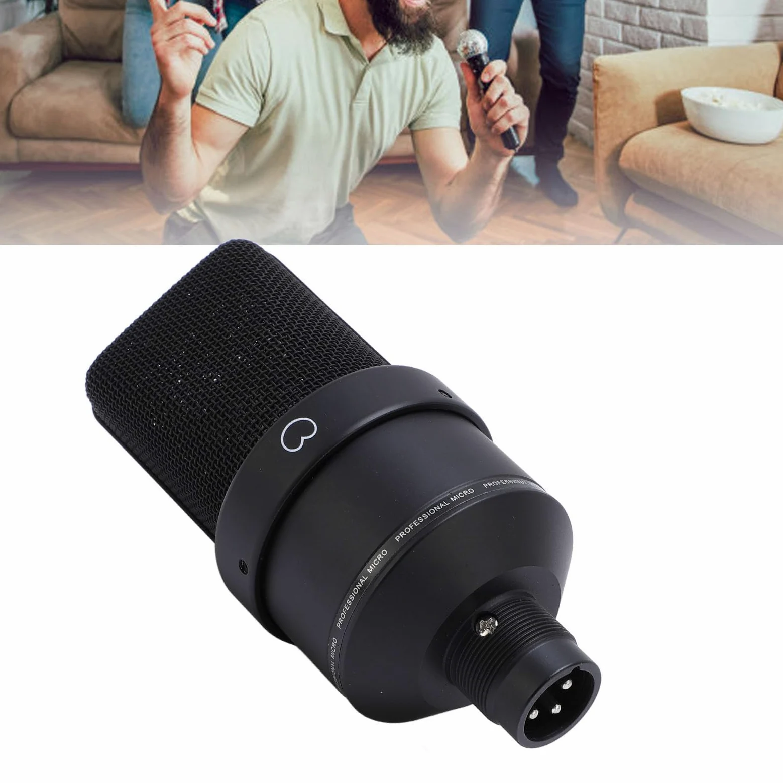Microfono a condensatore studio professionale 26 mm diaframma largo XLR microfono di registrazione con supporto antiurto cavo antivento per podcasting canto streaming gi (Nera)