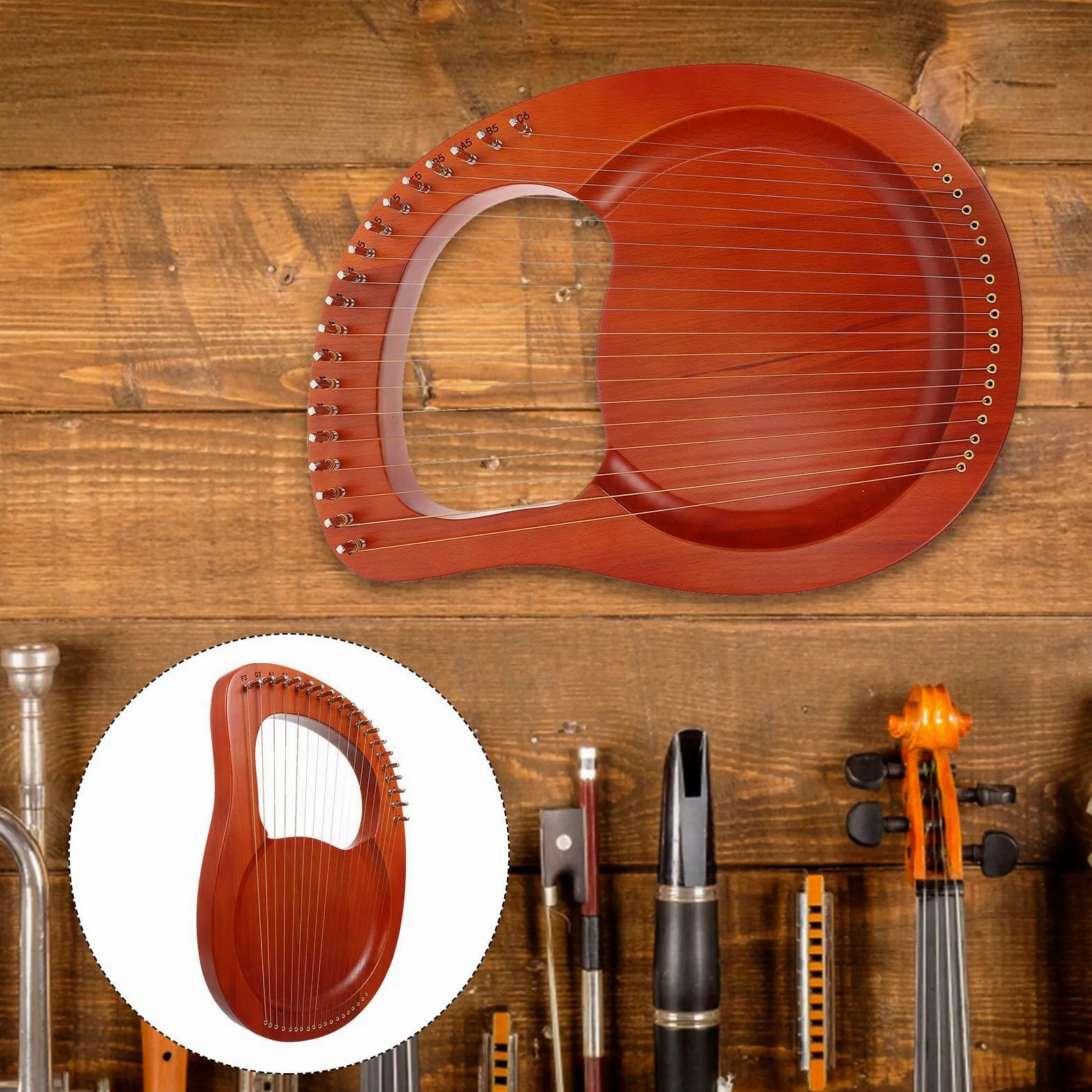 Arpa in Legno Corde Strumento Musicale Corde Portatile Chiave Di Accordatura in Legno Massello