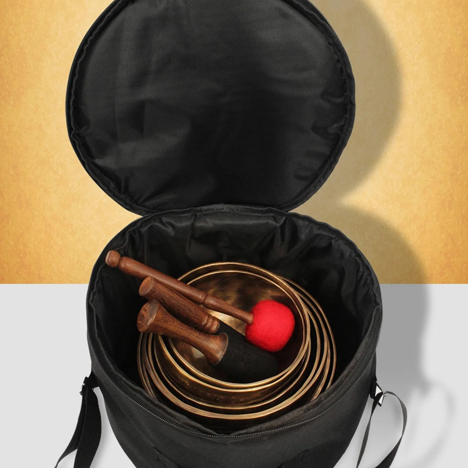 Borsa per Trasporto Di Campane Tibetane Con Maniglia per Viaggi E Campeggio, Custodia a Percussione Strumenti in Tessuto Oxford, Con Una Tasca Dedicata per Riporre Il Mazzuolo, 12inch