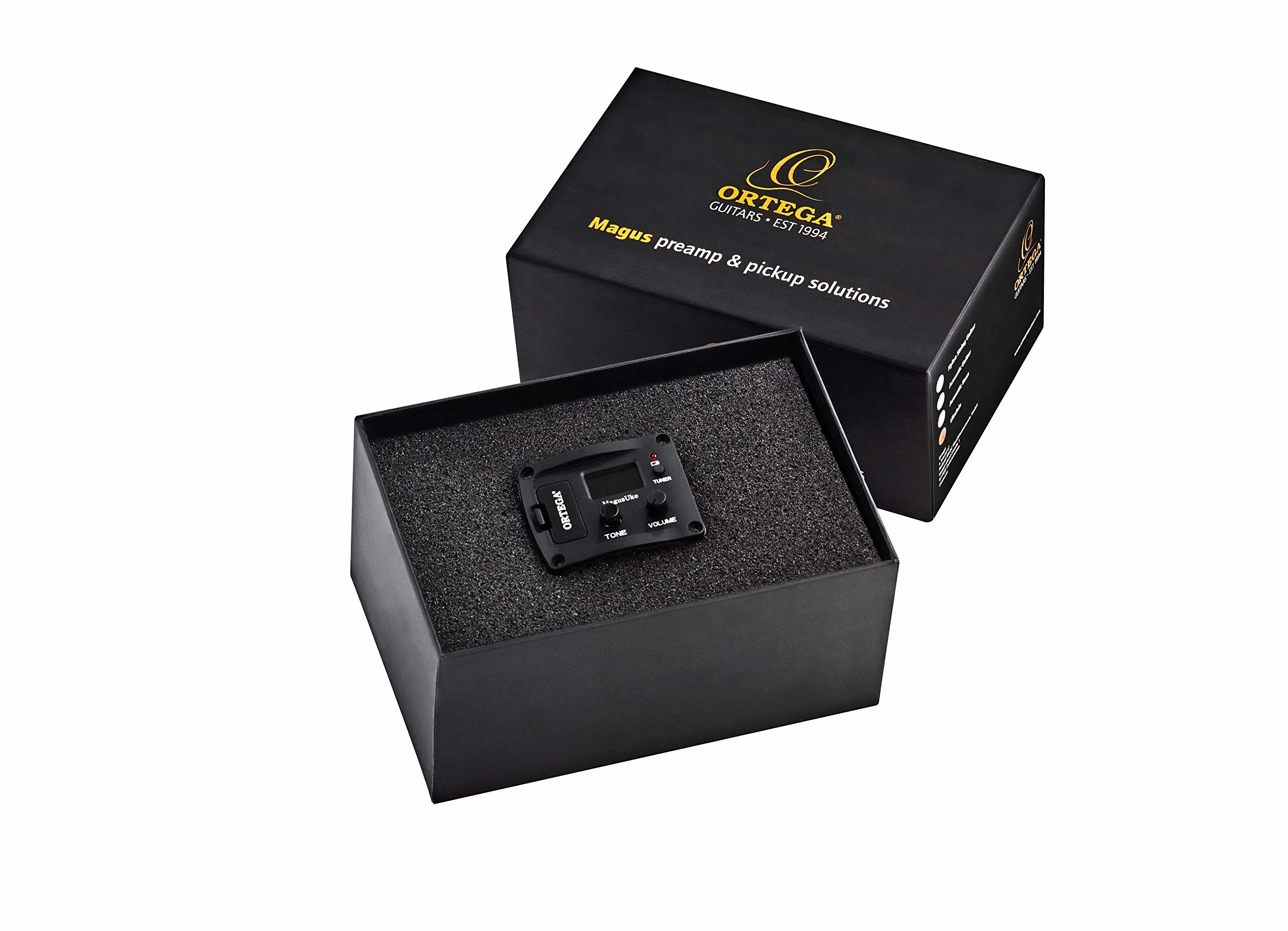 Ortega Guitars MAGUSUKE Set di Preamplificazione per Ukulele con Accordatore Integrato, Include 4 Barrette Piezo