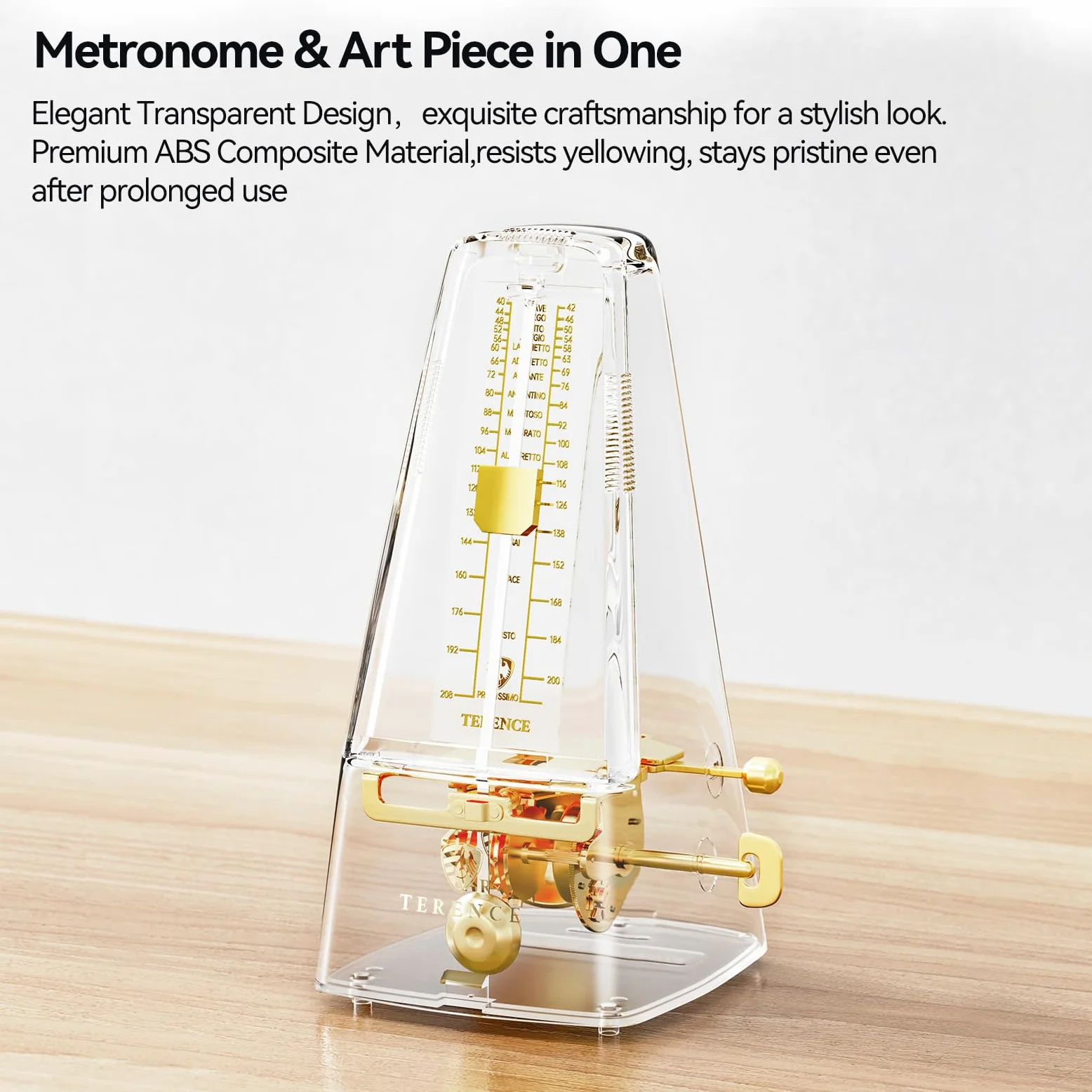 TERENCE Metronomo Meccanico Trasparente Seiko Metronomo Meccanico per Pianoforte, Chitarra, Guzheng, Violino, Batteria, Pipa Macchina ritmica universale per musica