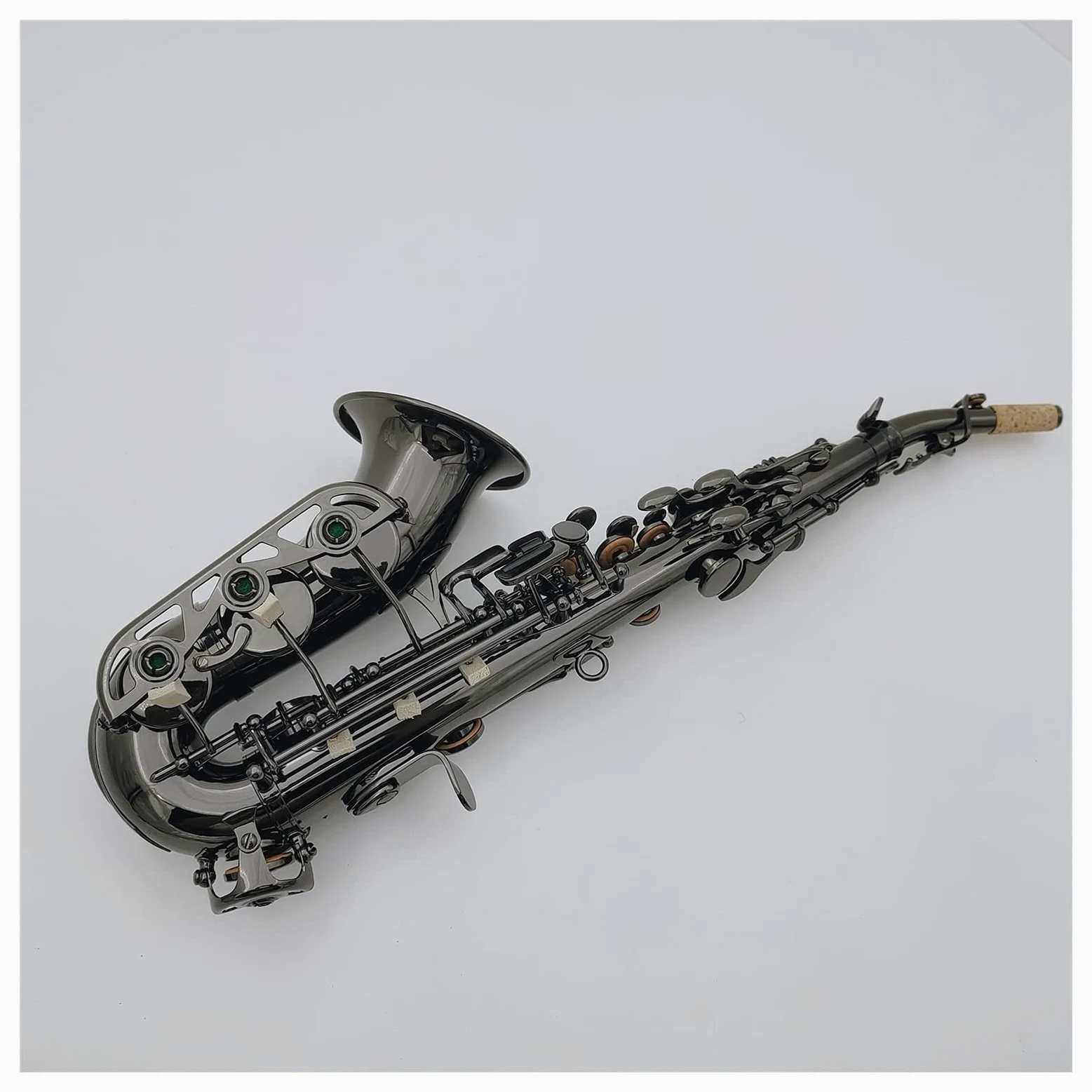 Sax Principianti Kit Soltanto Un Sassofono Soprano Curvo B Nero Piatto Nero Strumento Musicale Professionale con Custodia Strumento a fiato (Color : Army Green)