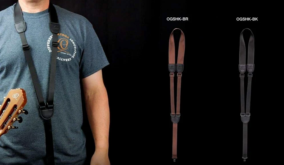 Ortega Guitars Nylon Schallloch Gitarrengurt - für Akustik Bass - Nylon Straps Hook Series - braun (OGSHK-BR)