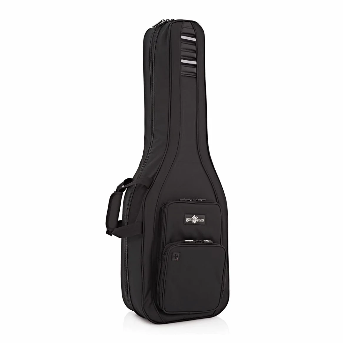 gear4music Custodia Doppia per Chitarra Elettrica, Imbottitura 15mm | Divisore interno imbottito protegge due chitarre, tasche esterne per accessori, maniglia e cinghie incluse