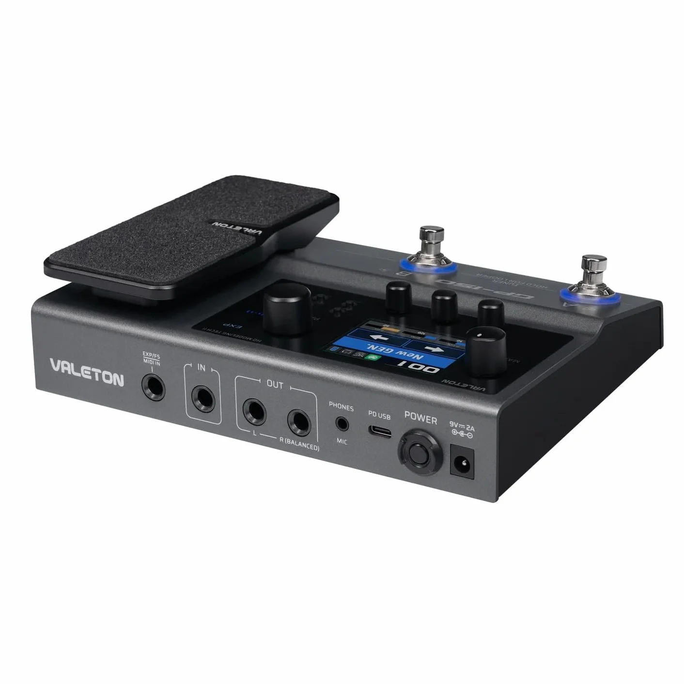 Valeton GP-150 Processore multi-effetto per chitarra con pedale di espressione, oltre 200 effetti, modellazione NAM SnapTone, caricatore a infrarossi, looper, drum machine, interfaccia audio USB
