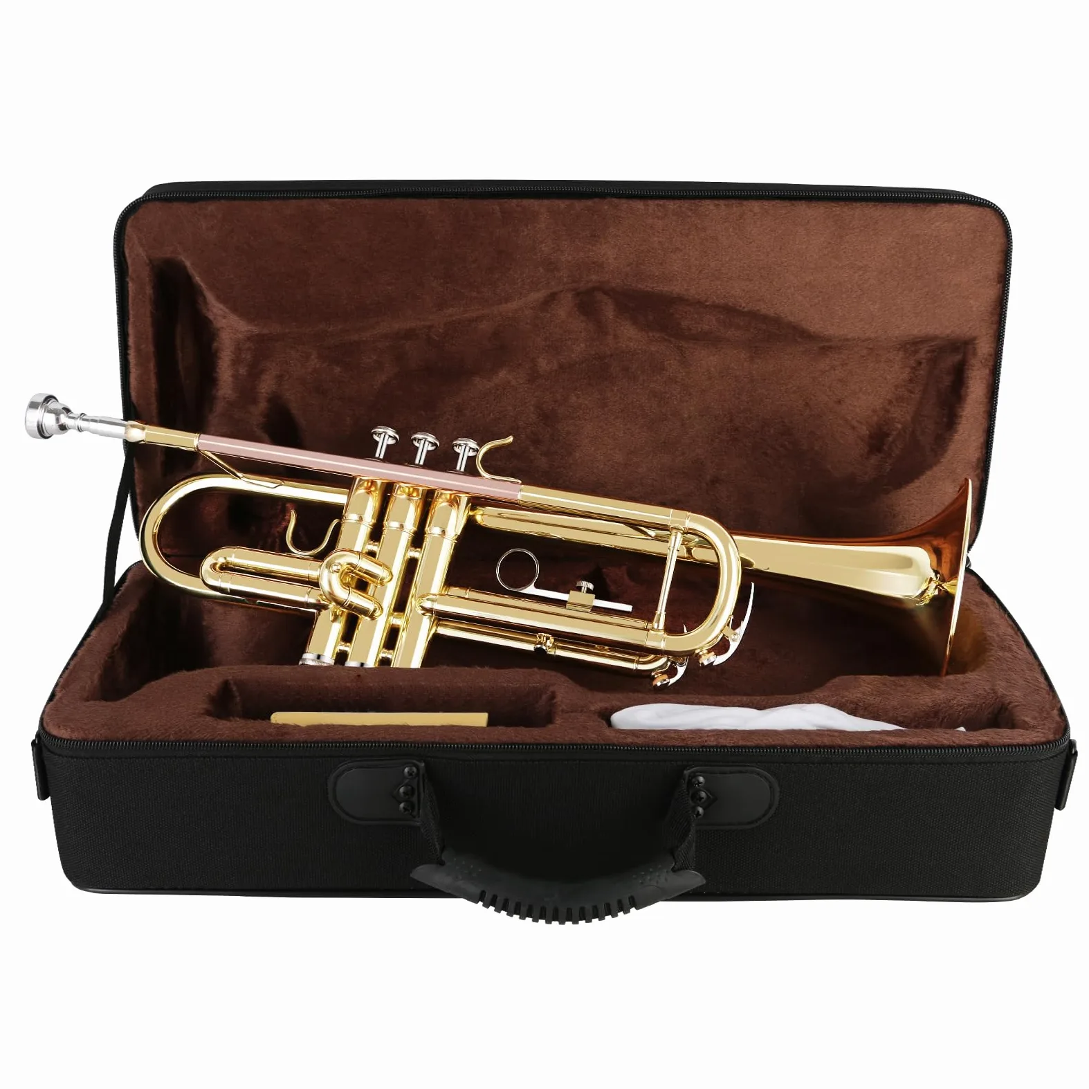 EastRock Set Tromba Oro in Ottone Standard in Sib per Studenti Principianti,Strumento in Ottone con Custodia Rigida,Guanti,Bocchino 7C,Per Principiante,Adulti,Artisti professionisti, Festa(oro)