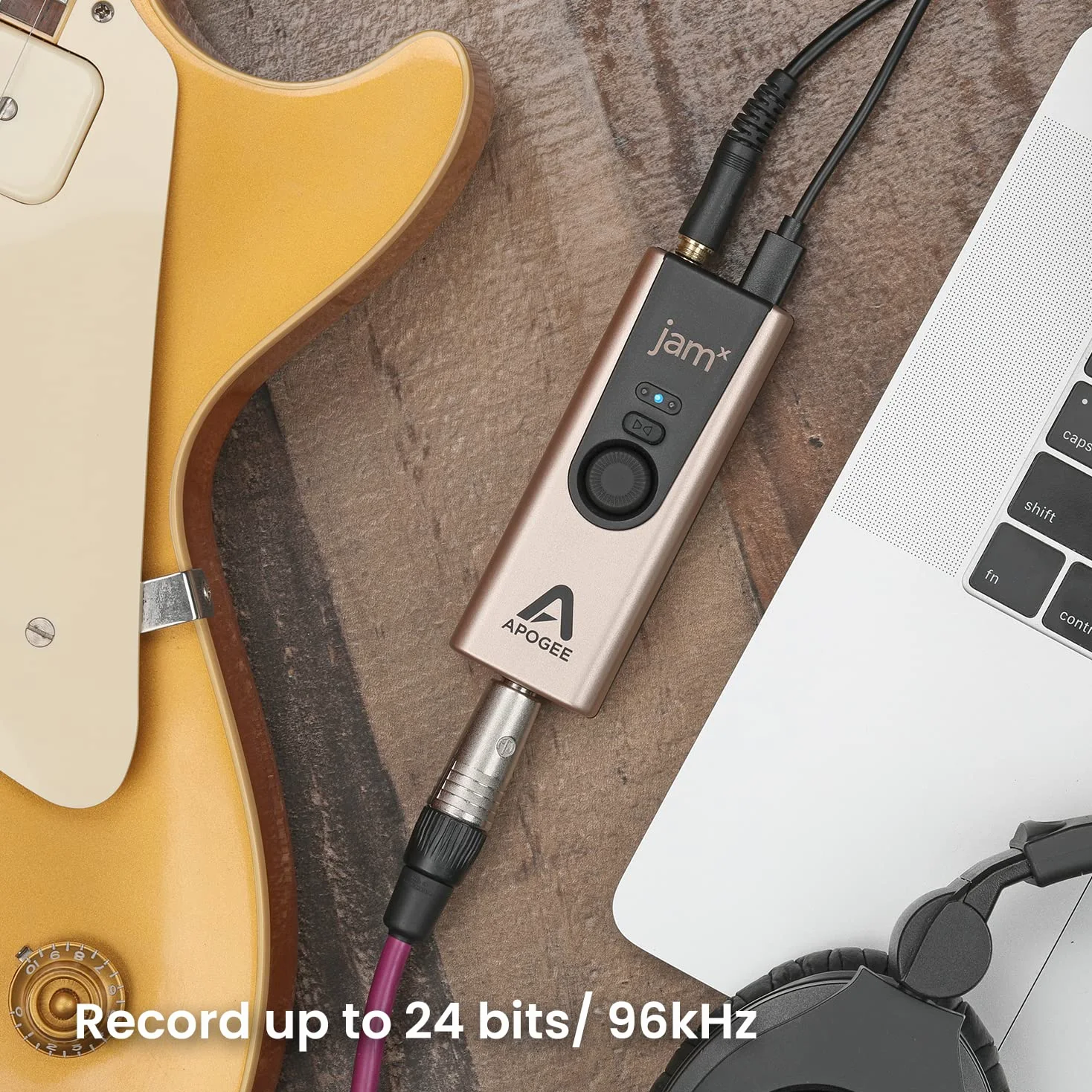 Apogee Jam X - Interfaccia audio USB per chitarre e strumenti portatili per iOS, macOS e PC, Ableton Live Lite gratuito, DSP neurale Tim Henson versione di prova estesa