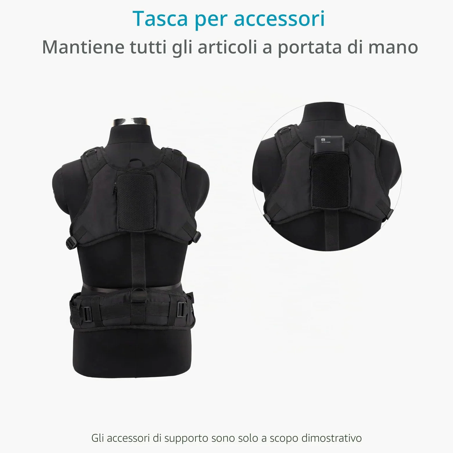 PROAIM Cube Universal Jacket per borse per registratori audio da campo. Gilet regolabile per registratori audio, fonici e mixer audio - Dotato di tasche per accessori. (JK-CBUH-01)