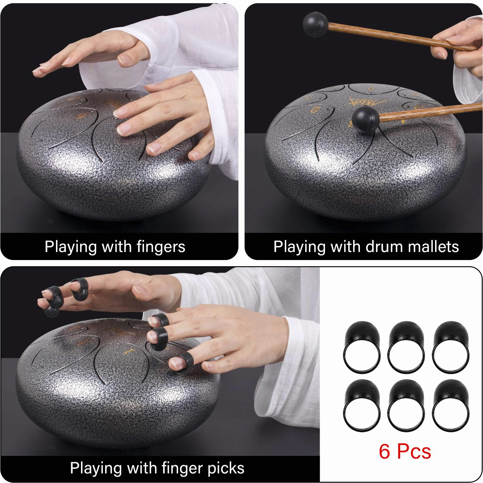 AKLOT - Tamburo per lingua, in acciaio, 8 note, 8 note, con percussioni in acciaio, con percussioni e battenti per tamburo