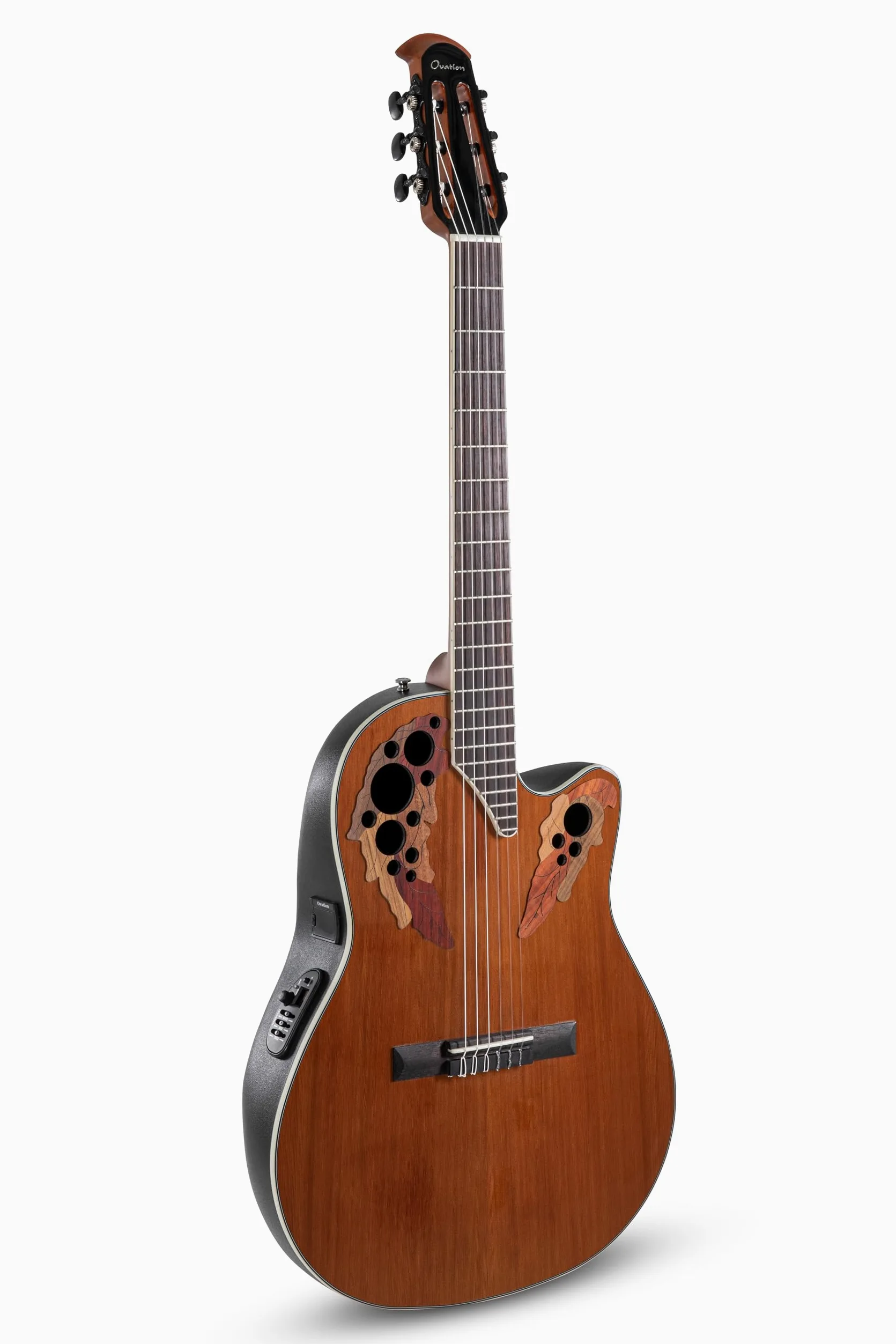 Ovation Chitarra classica elettrica Celebrity Elite CE44C in nylon Cedar – Coperta in cedro massiccio – Mid Cutaway – Mid-depth Lyrachord Body – Corde Hannabach Goldin – Naturale Gloss – CE44C-4A-G