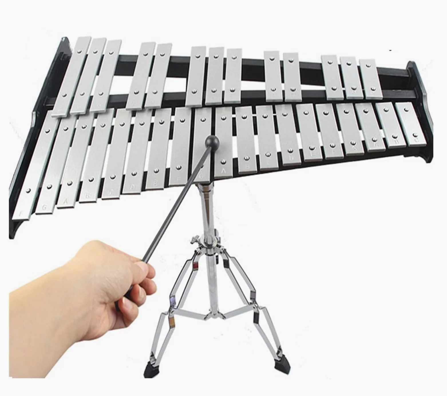 xilofono ​Legno Strumento A Percussione Carillon con Piastra in Alluminio A 32 Toni di Buona tonalità, Strumento A Percussione con Supporto E Confezione