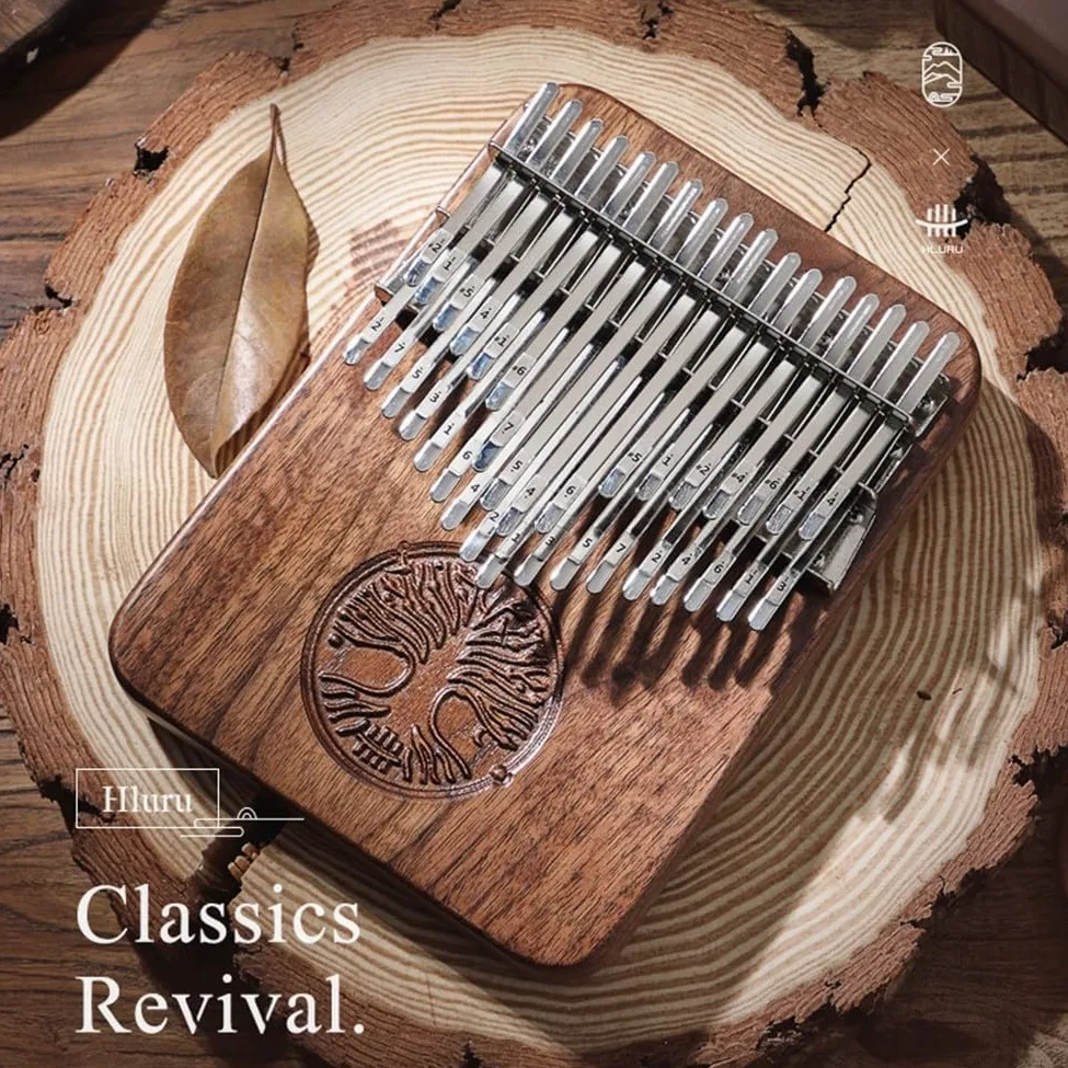 Kalimba a 34 tasti, pianoforte da pollice B accordato in legno massello di noce nero con pickup, denti in acciaio minerale aggiornati per registrazione delle prestazioni, include accordatore a borsa