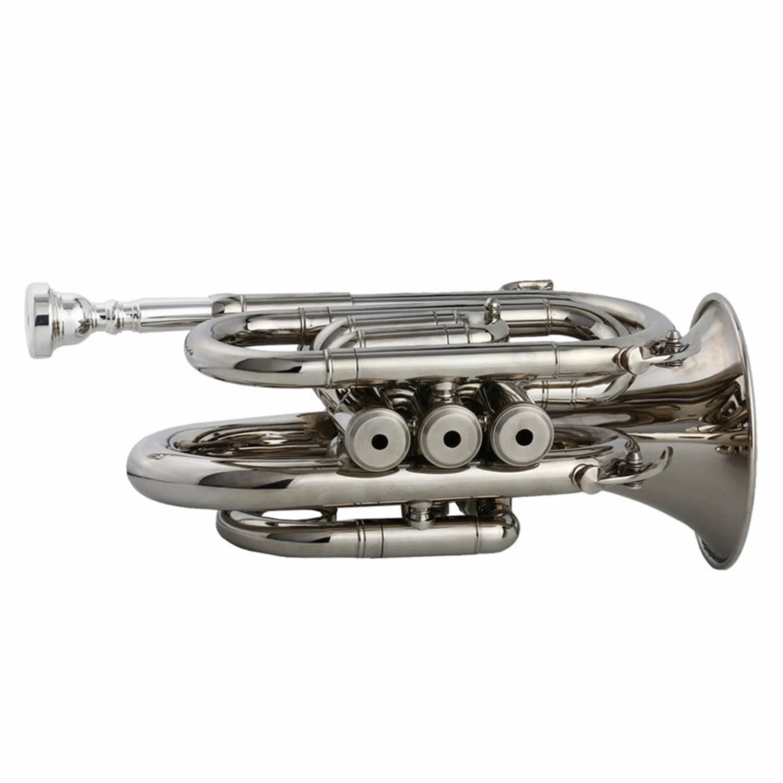 Principianti Mini Pocket Trumpet Tromba Tascabile In Si Bemolle Argentata Sib Cornetta A Fiato In Ottone Nichelato Misura Palmo Argentato Tromba tascabile