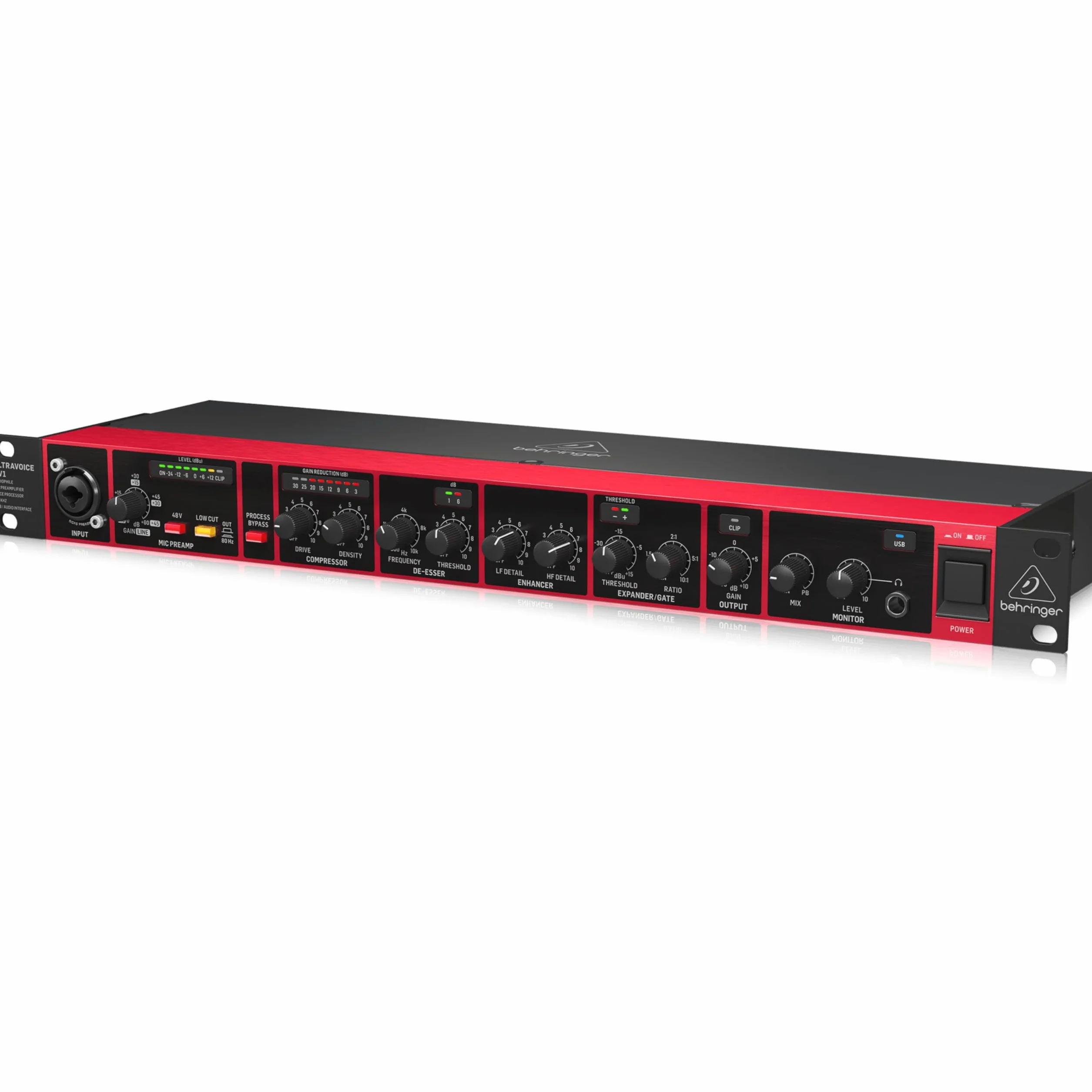 Behringer ULTRAVOICE UV1 Audiophile Mic Preamplificatore, Processore Vocale e Interfaccia Audio USB 192 kHz