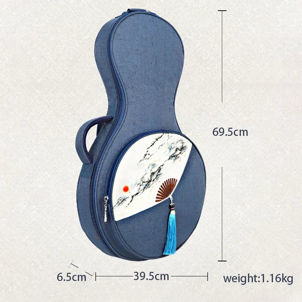 Yueqin Borsa a tracolla con motivo a ventaglio, per musica folk, per uso professionale liuto cinese, liuto lunare, banjo, strumento musicale, banjo cinese (rosso)