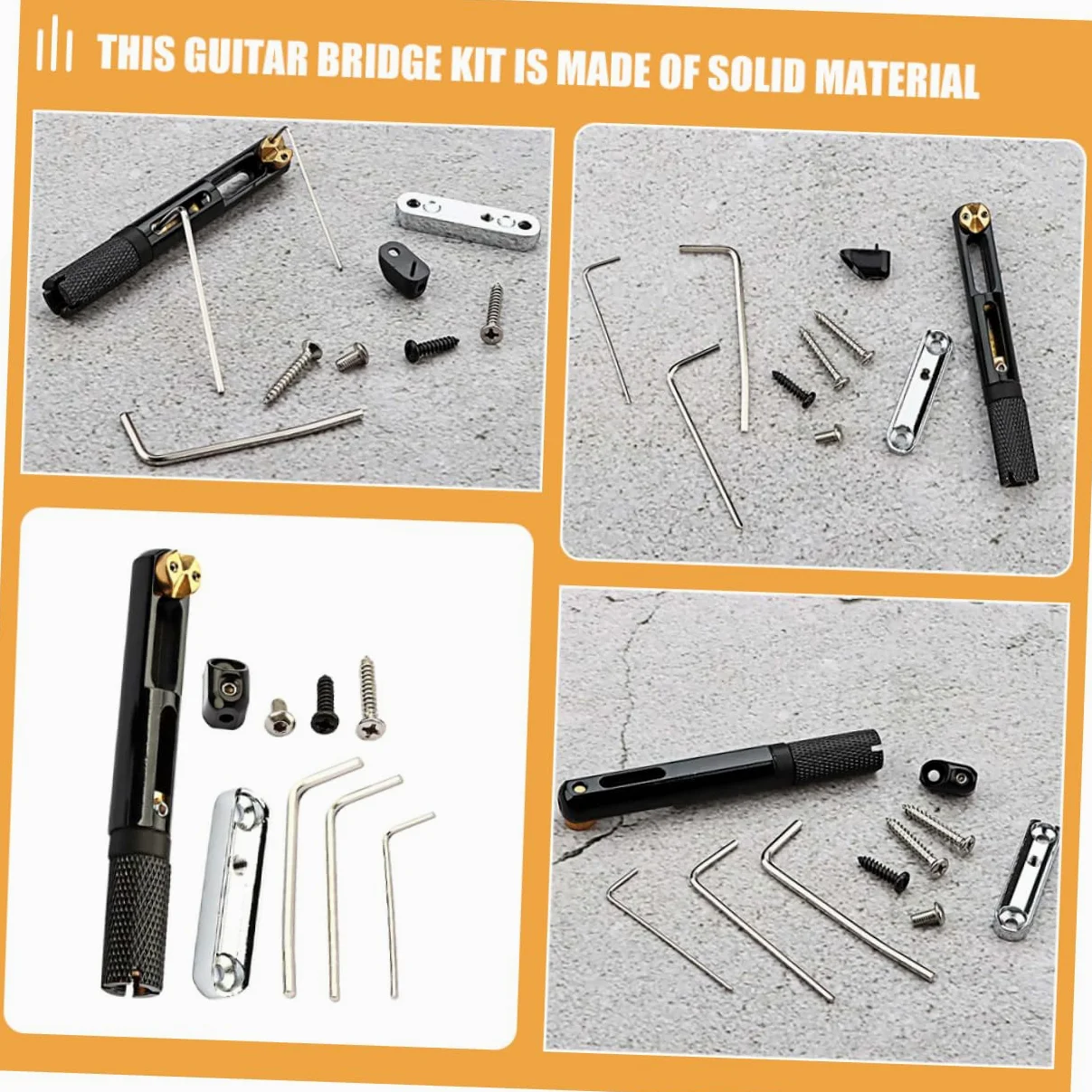Ponte per Chitarra Elettrica senza Paletta Barra Singola Nera | Kit, Ricambio per Basso e Elettrica, Componenti in Rame e Lega, Modello Ga1117a