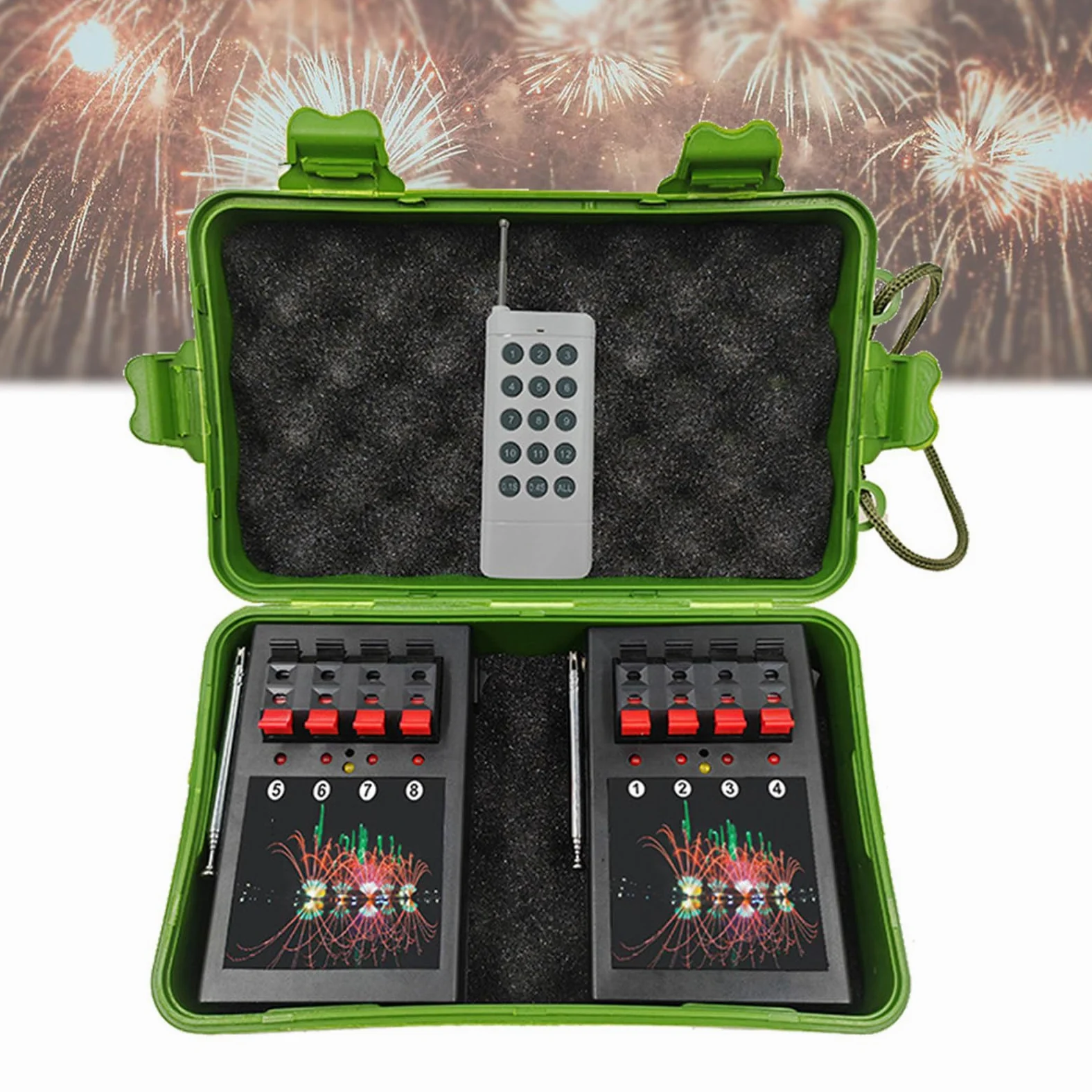 Sistema di accensione senza fili per fuochi d'artificio - Funzionamento a distanza alimentato a batteria per matrimoni, feste, hotel, ecologico