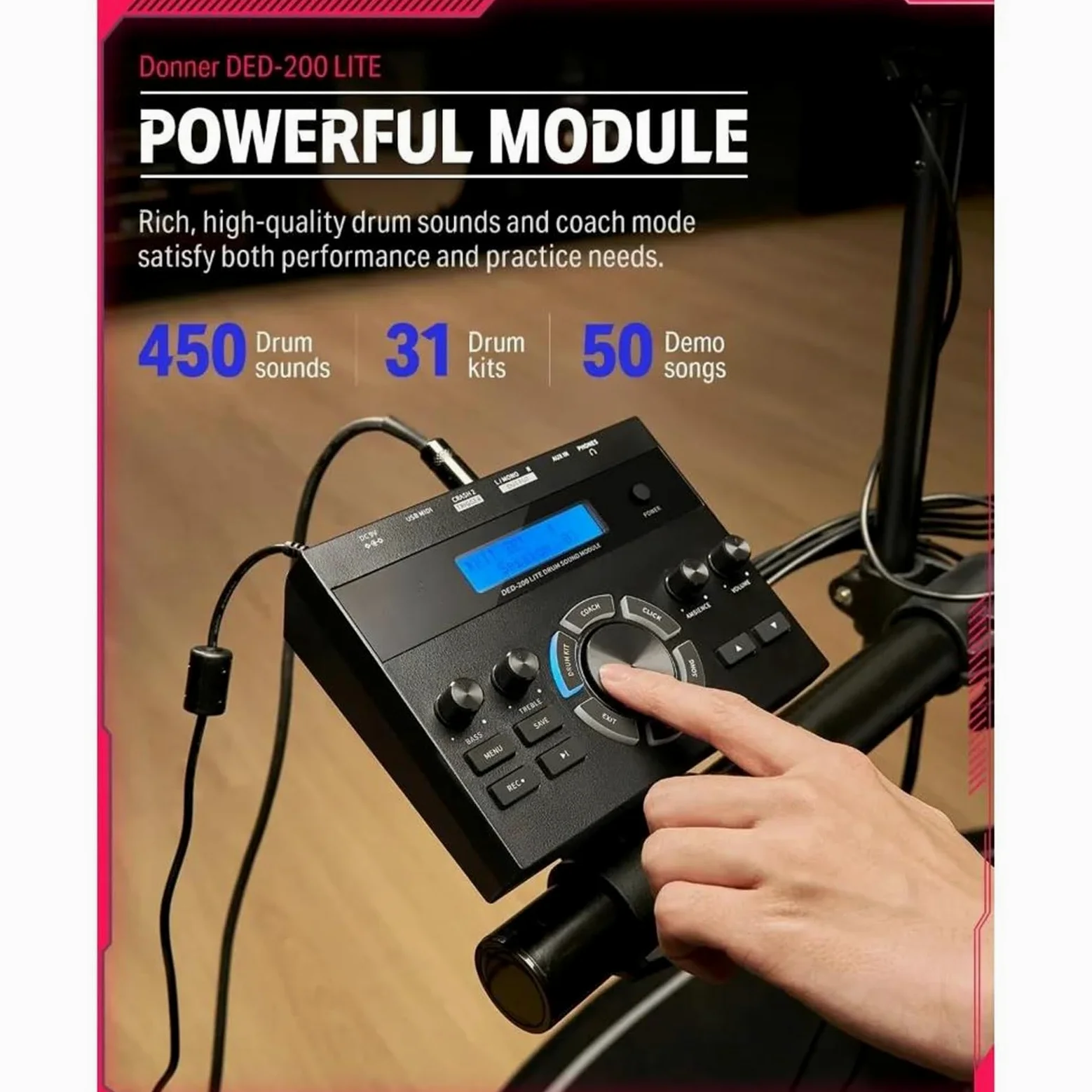 Batteria elettrica Kit batteria elettronica per principianti con oltre 450 suoni USB MIDI Mesh Pad silenziosi Cuffie trono Principianti batteria elettronica