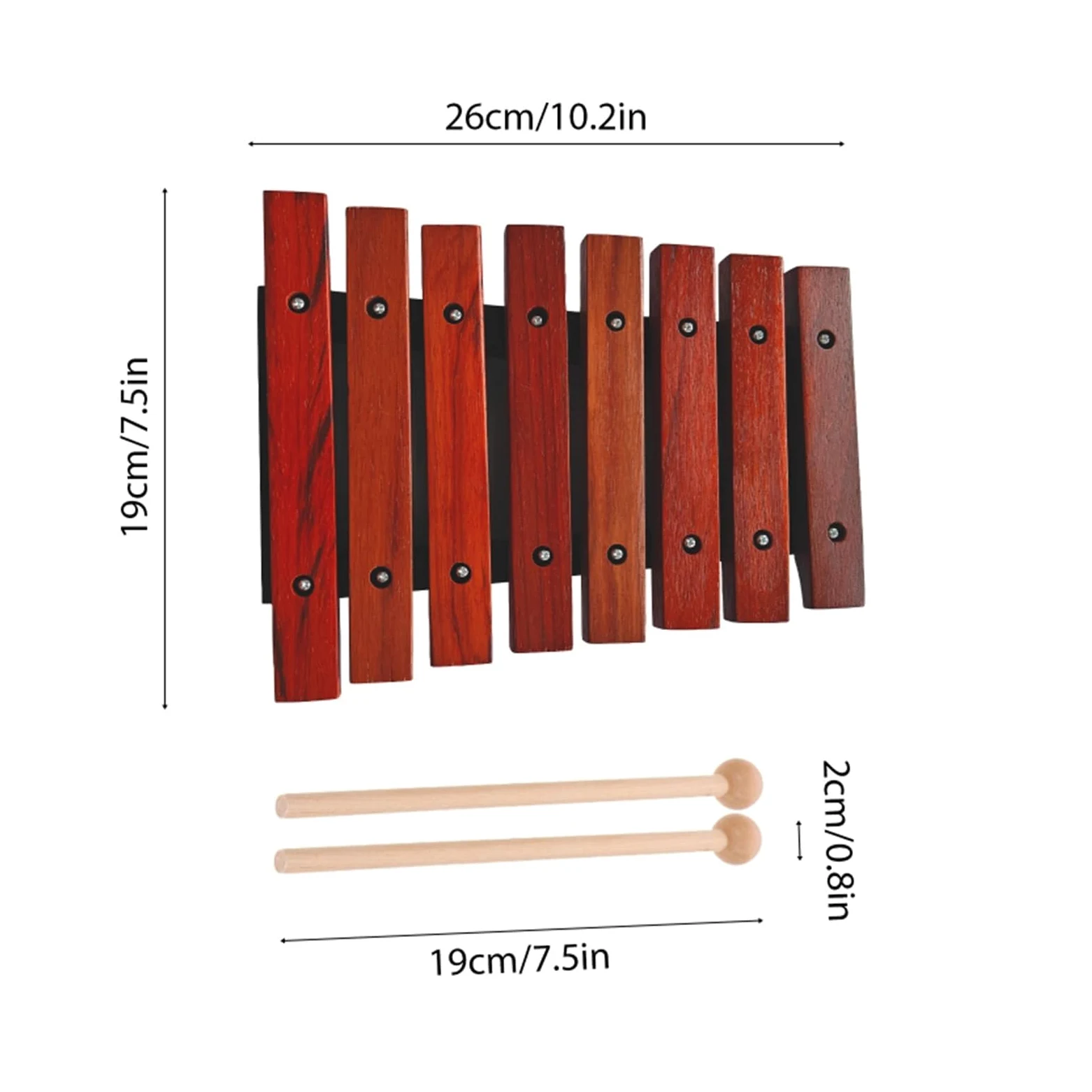 Xilofono Strumento musicale xilofono in legno a 8 note con 2 legni