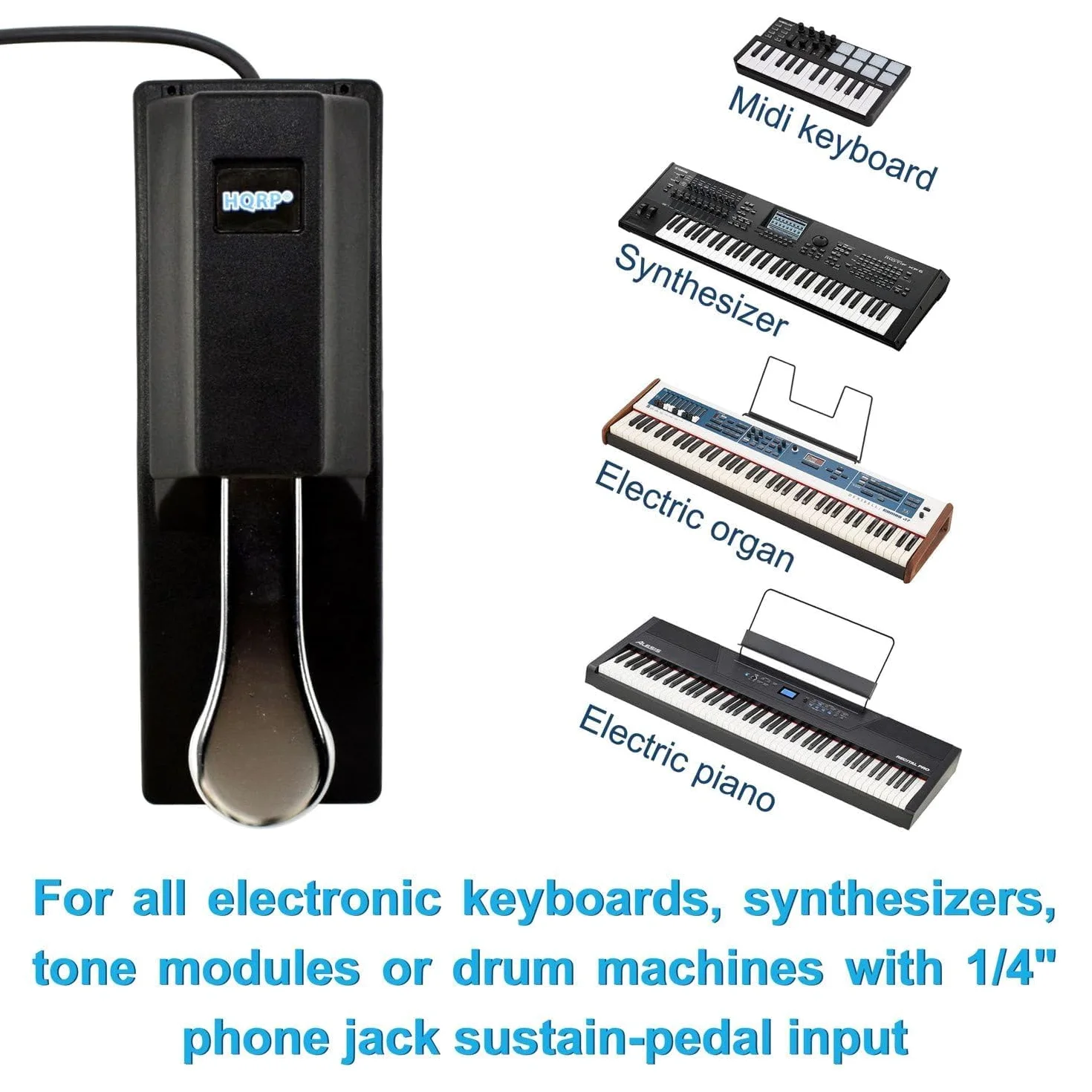 HQRP, pedale prolungamento universale stile pianoforte per tastiere digitali M-Audio/Yamaha/Casio/Roland/Korg/Kurzweil