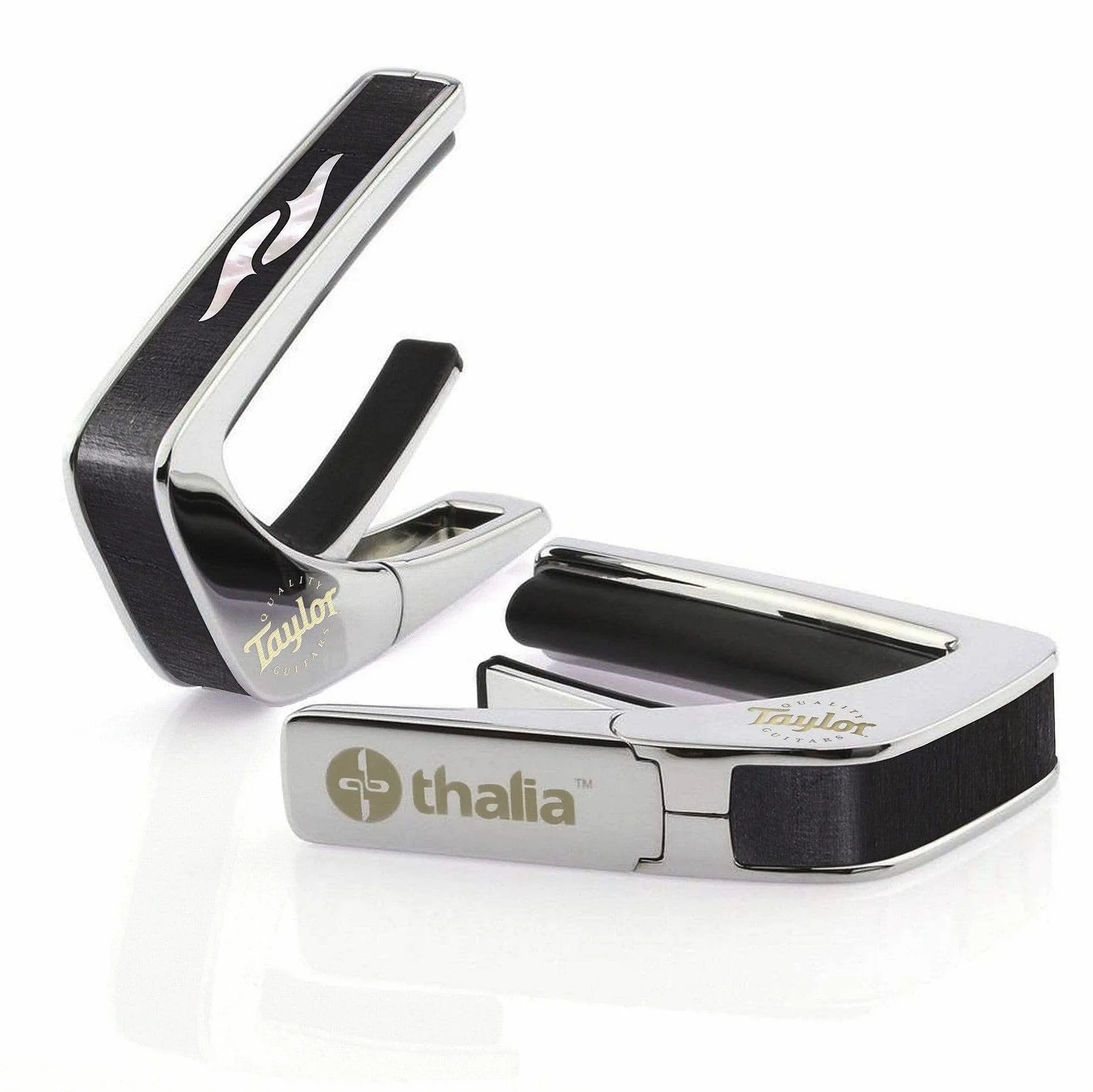 Taylor by THALIA - Capotasto con finitura cromata, serie 800, in ebano con elemento madreperla