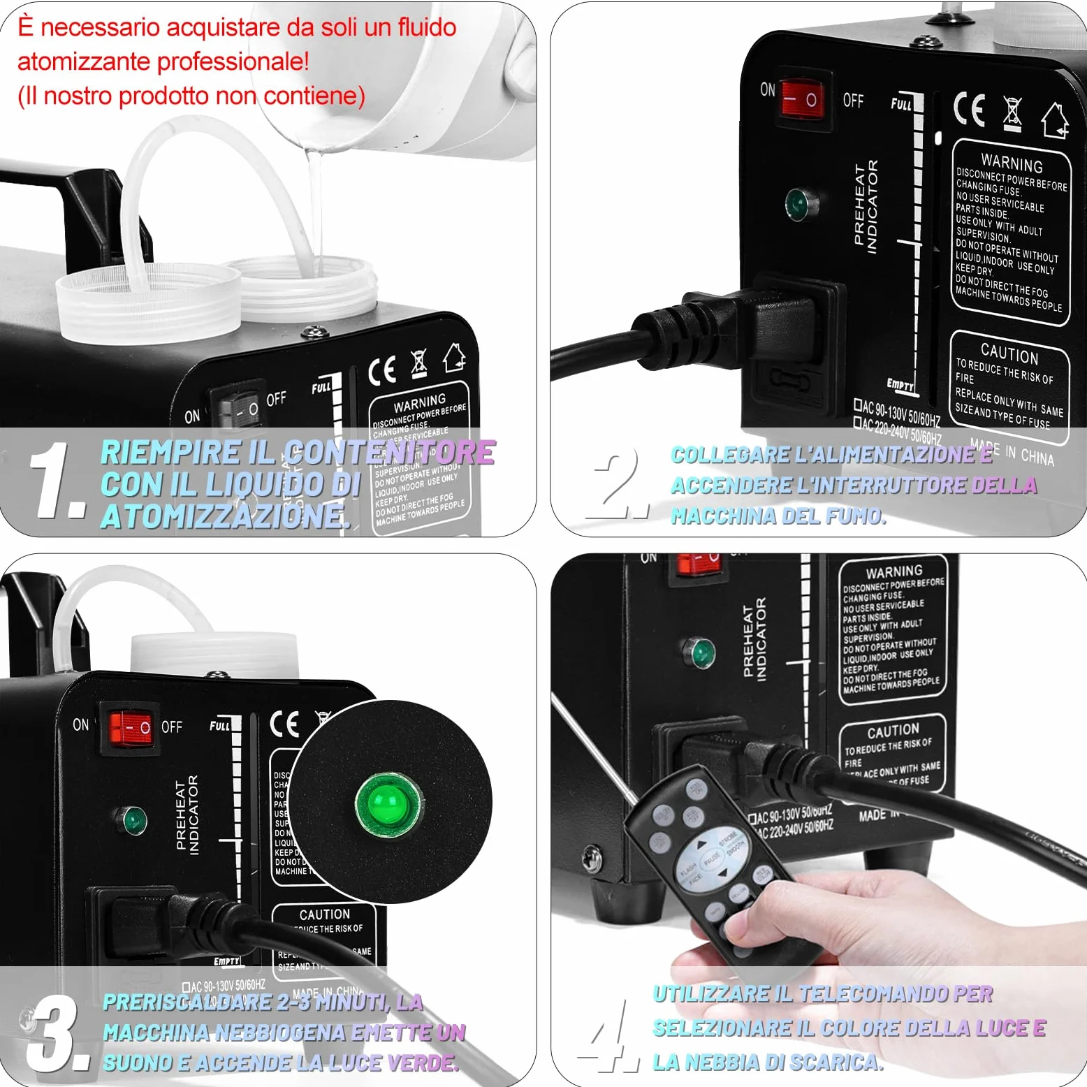 TAKRINK Macchina del Fumo, 900W Macchina del Fumo di Nebbia con 8 Luci LED 16 Colori RGB e Telecomando Wireless, Macchina della Nebbia per il Matrimonio Halloween Natale