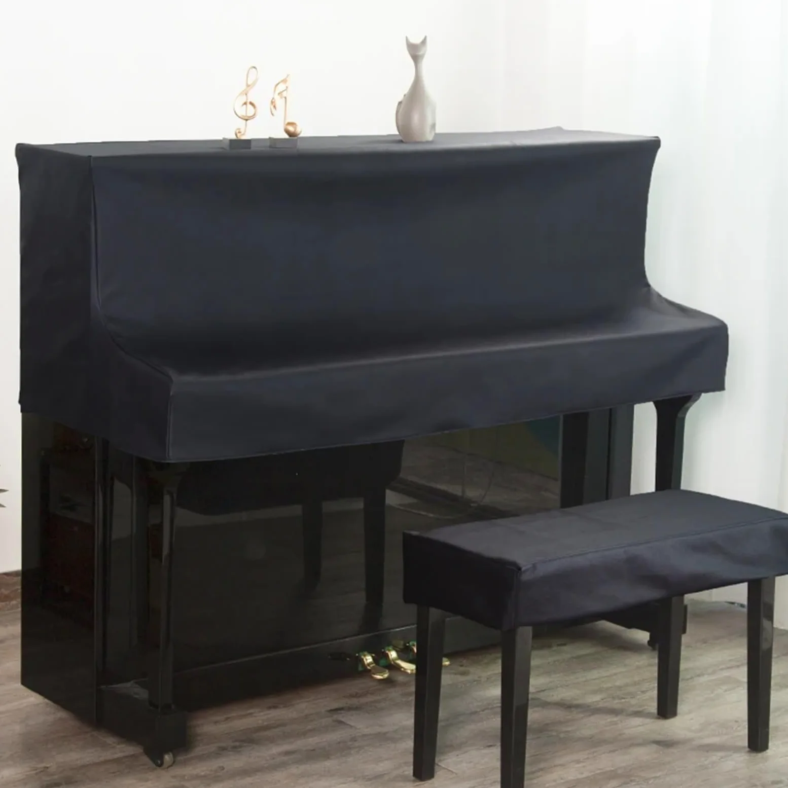 Semplice e lussuosa copertura for pianoforte, lavabile senza lavaggio, in tessuto scientifico tecnologico, mezza for Per Proteggere Il Pianoforte(Black,Height 126-133 piano)