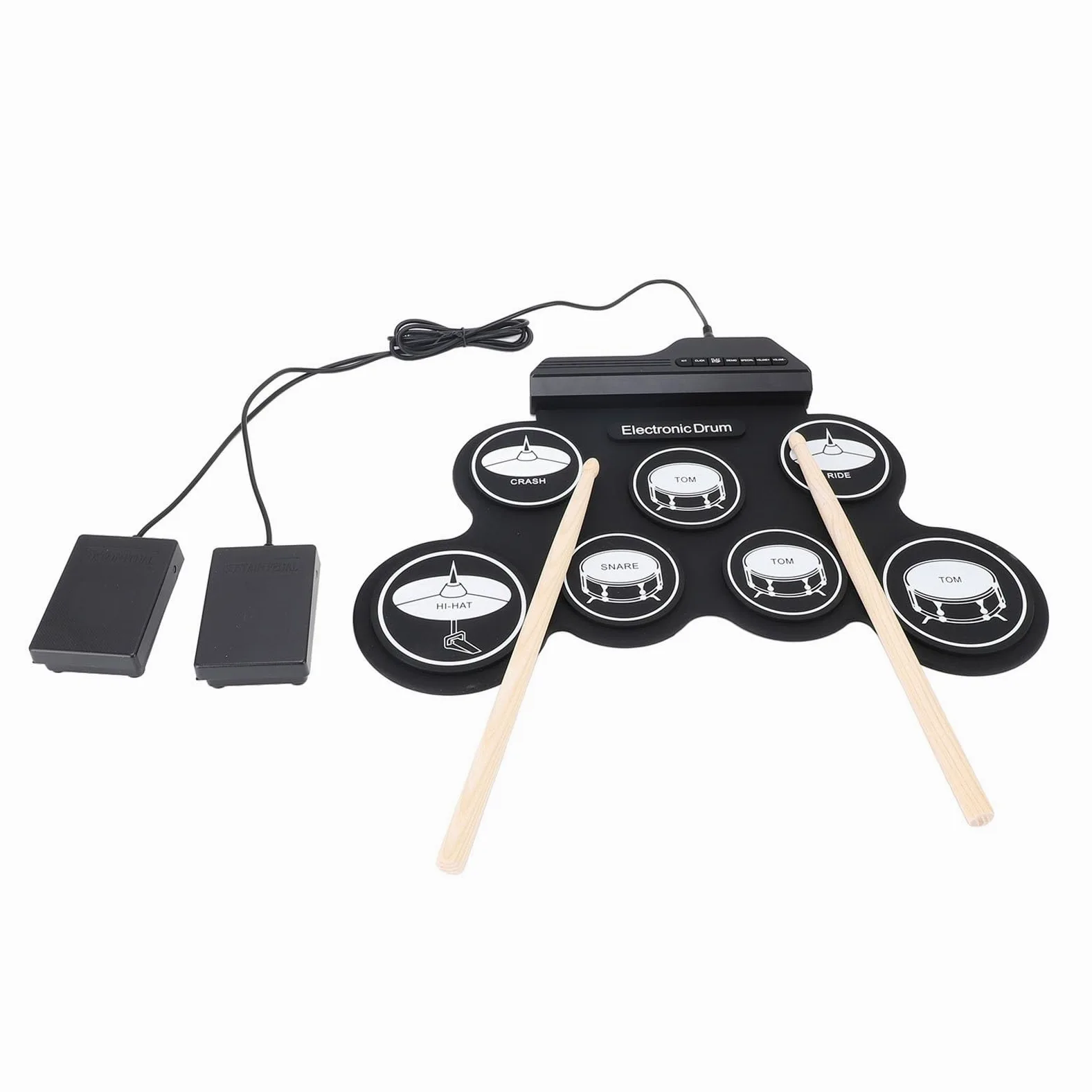 Pad per Batteria Elettronica Portatile USB, Set di Batteria Elettronica Pieghevole a Mano per Principianti, qualità del Suono Realistica, Metronomo per Musica Latina Pop Rock, Ottima Scelta