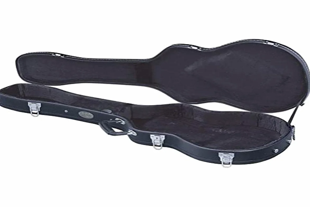 Custodia per chitarra GEWA modello LP Flat Top Economy - nucleo in legno - coperchio piatto - rivestimento in similpelle nero opaco - serrature cromate - scomparto per accessori