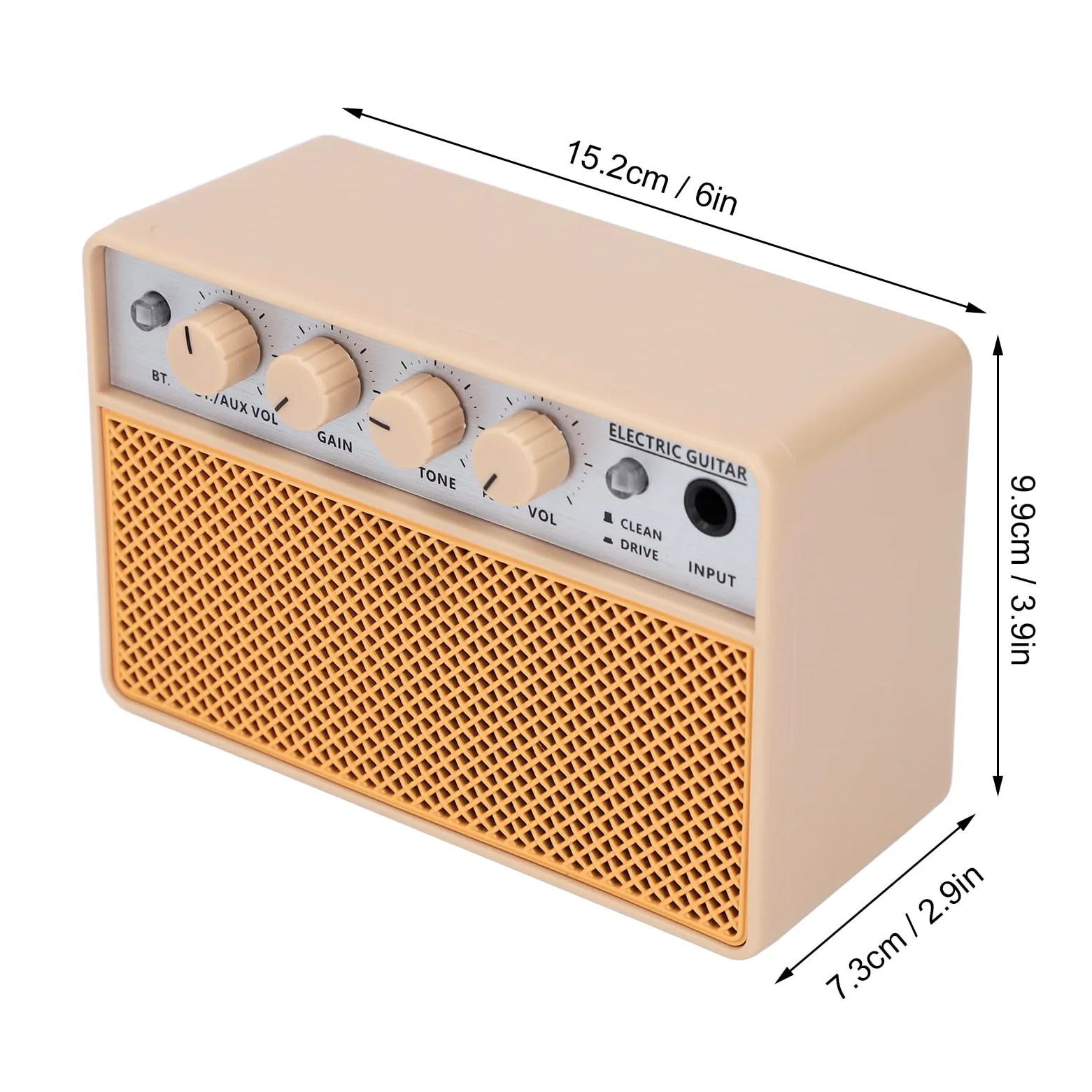 CHICIRIS Mini Amplificatore Elettrico per Esercitazione per Basso Elettrico da 10 W, Altoparlanti Combinati 2x5 W, Dimensioni Compatte, Ingressi BT/AUX