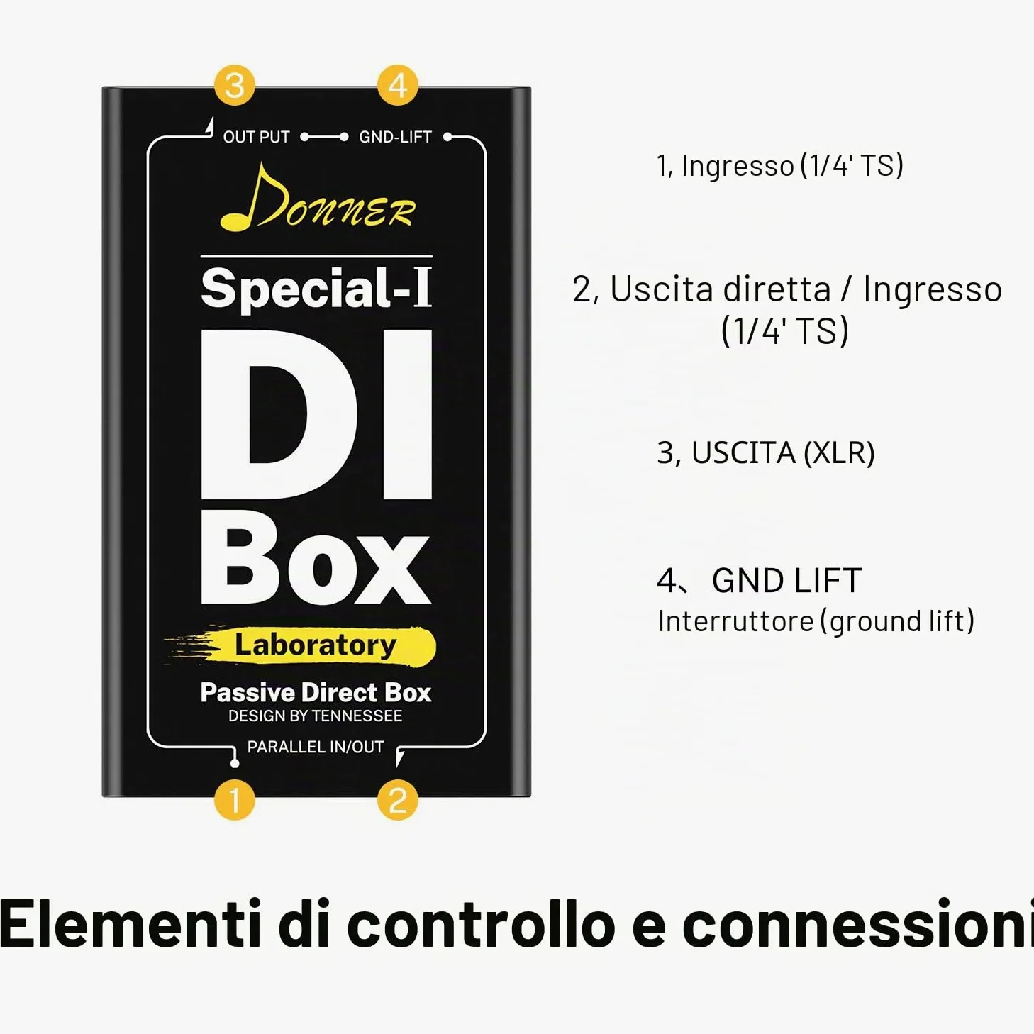 Donner Professionale DI-Box Passivo ad Alte Prestazioni Eliminatore di Ronzio Strumento da 1/4" Direct Box su XLR Bilanciato e Sbilanciato (Special-Ⅰ)