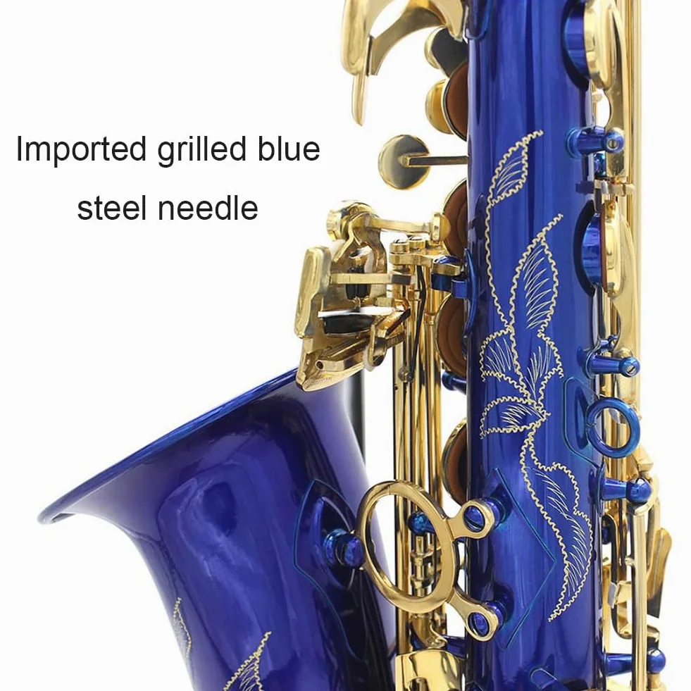 Sassofono contralto Ottone Lacca blu E Sax piatto Strumento musicale a fiato intagliato a mano per principianti per suonare strumenti musicali