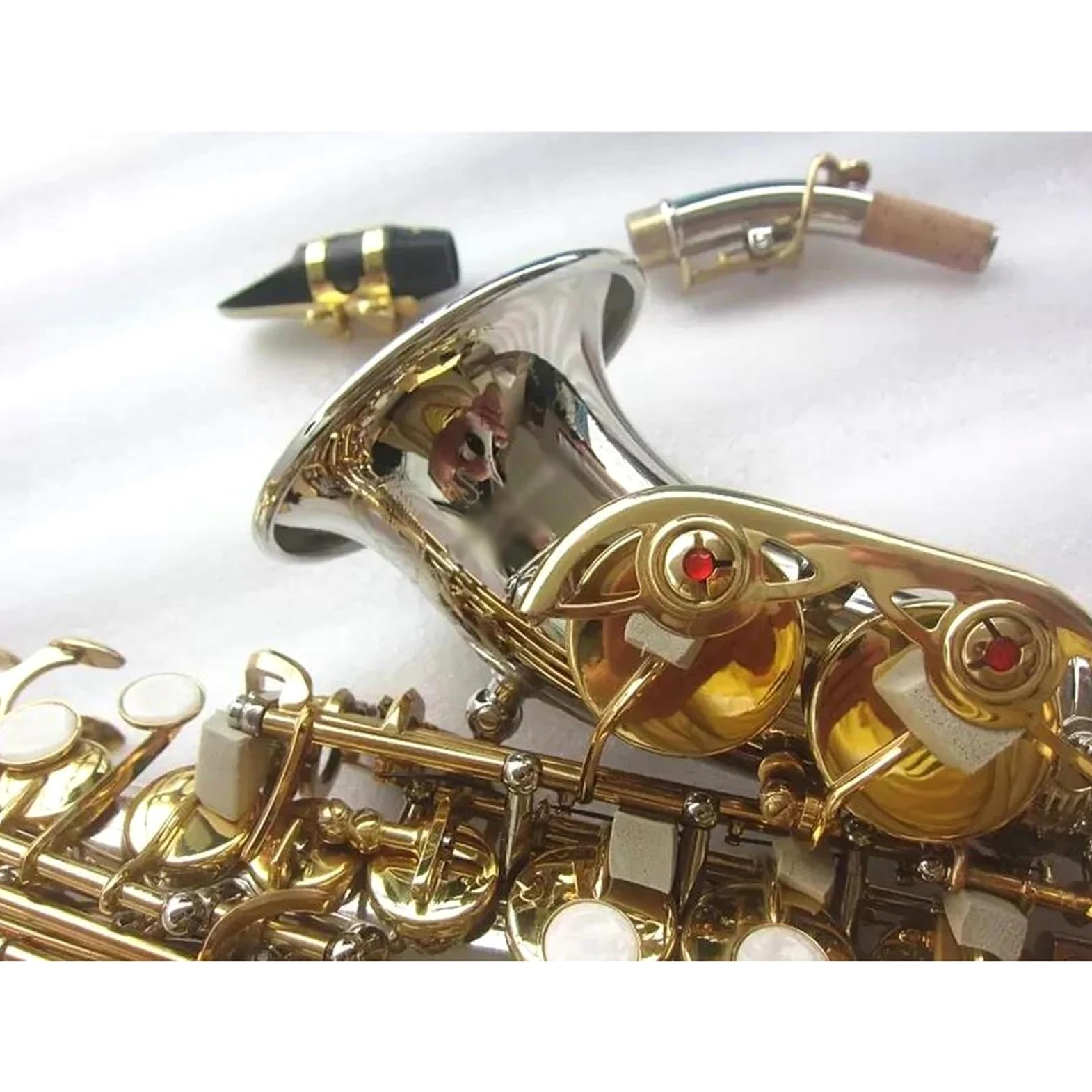 sassofono Sax Soprano Sassofono Soprano Curvo Nichel Argento Ottone Sax Con Bocchino Patch Pad Ance Piega Collo