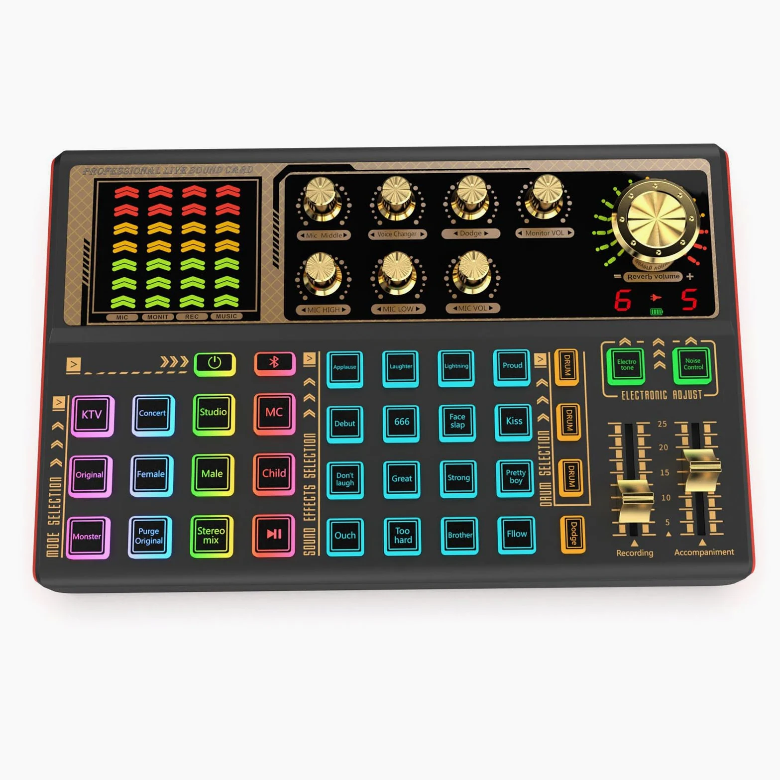 Scheda Audio Dal Cambia Voce, Mixer Audio Portatile Effetti Sonori, Schede Audio Esterne per Streaming Live Registrazione Accompagnamento Giochi