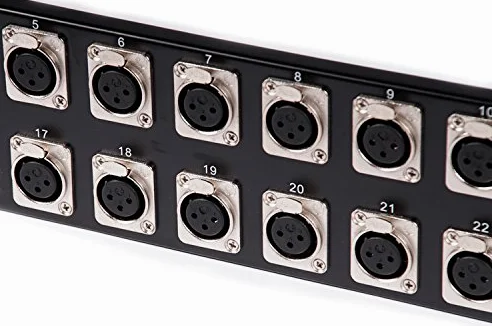 PANNELLO PATCH AUDIO RACK 19" 2U AD INCASSO A 24 CANNON XLR FEMMINA patchbay