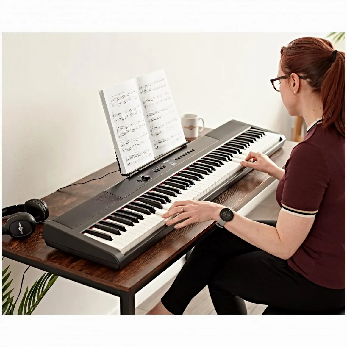 SDP-2 Pianoforte da Palcoscenico di Gear4music con Pacchetto Accessori Completo | Piano digitale 88 tasti pesati, altoparlanti stereo integrati e uscita cuffie, RCA e USB MIDI