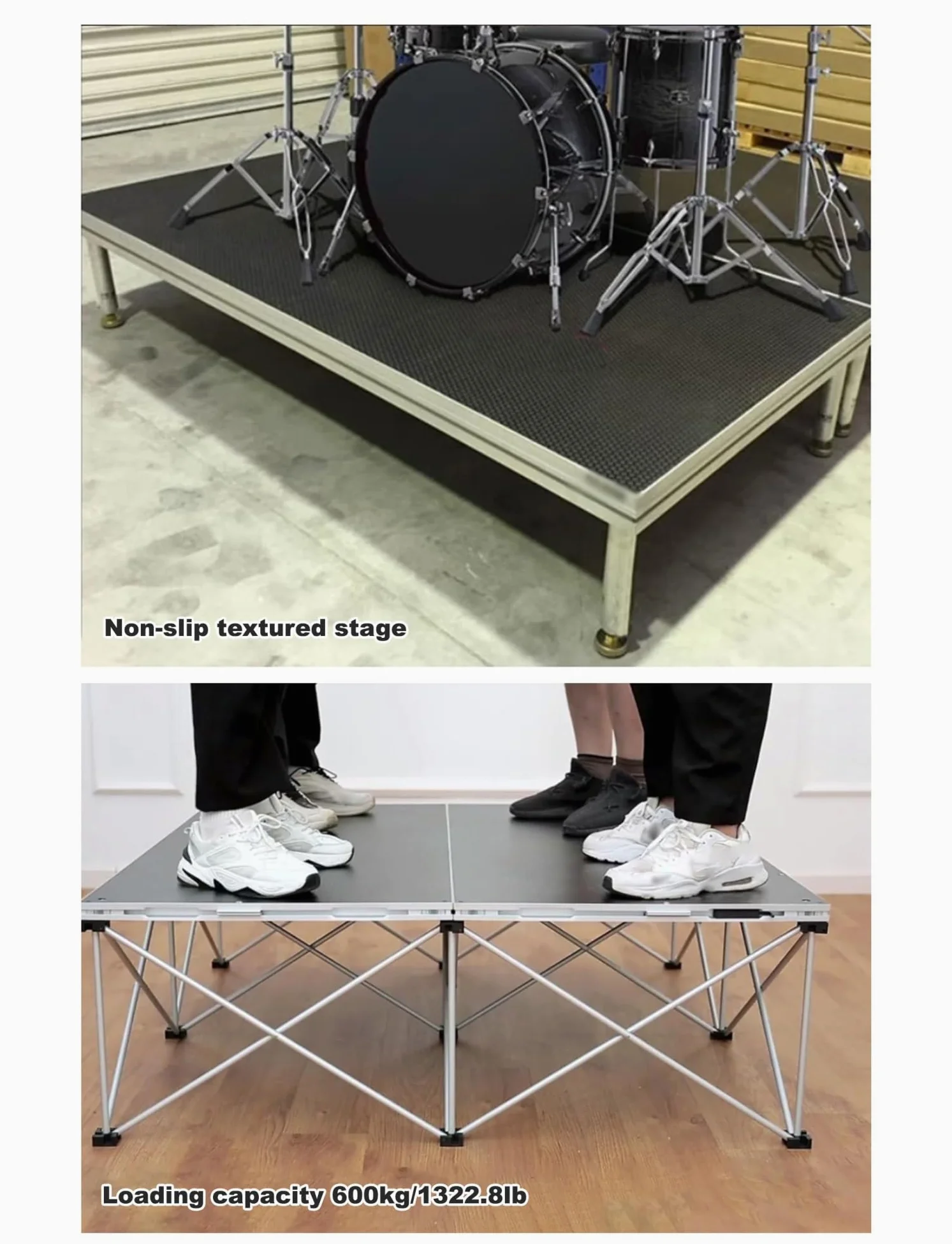 Piattaforma pieghevole e collegabile per palcoscenico, kit di riser regolabile in altezza per spettacoli, concerti e configurazione portatile di eventi
