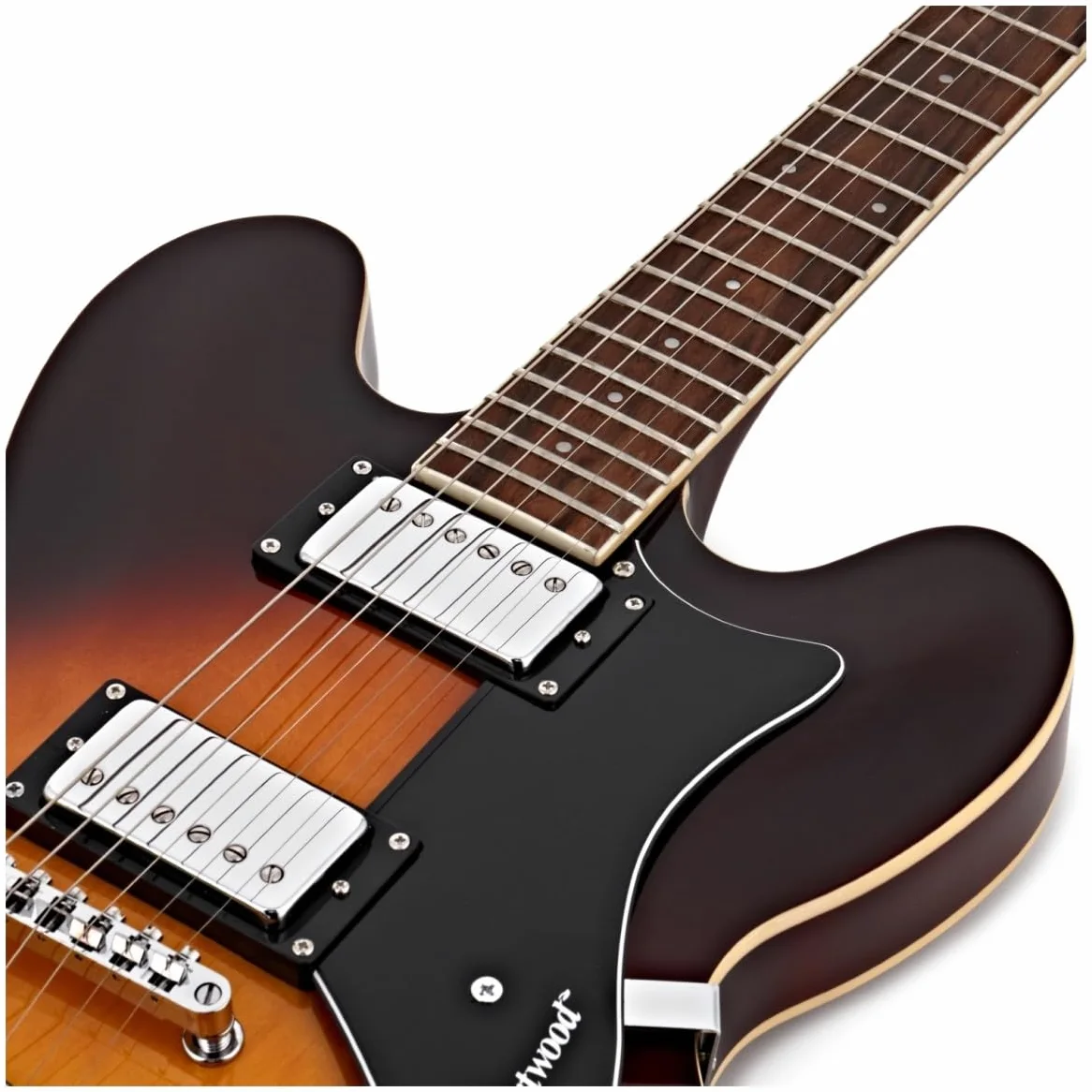 Hartwood Chitarra semi-acustica Revival e custodia rigida, Sunburst | Include Custodia Rigida, Ponticello Fisso per Accordatura Stabile e Sustain, Corpo Semi-Cavo in Tiglio, Sunburst
