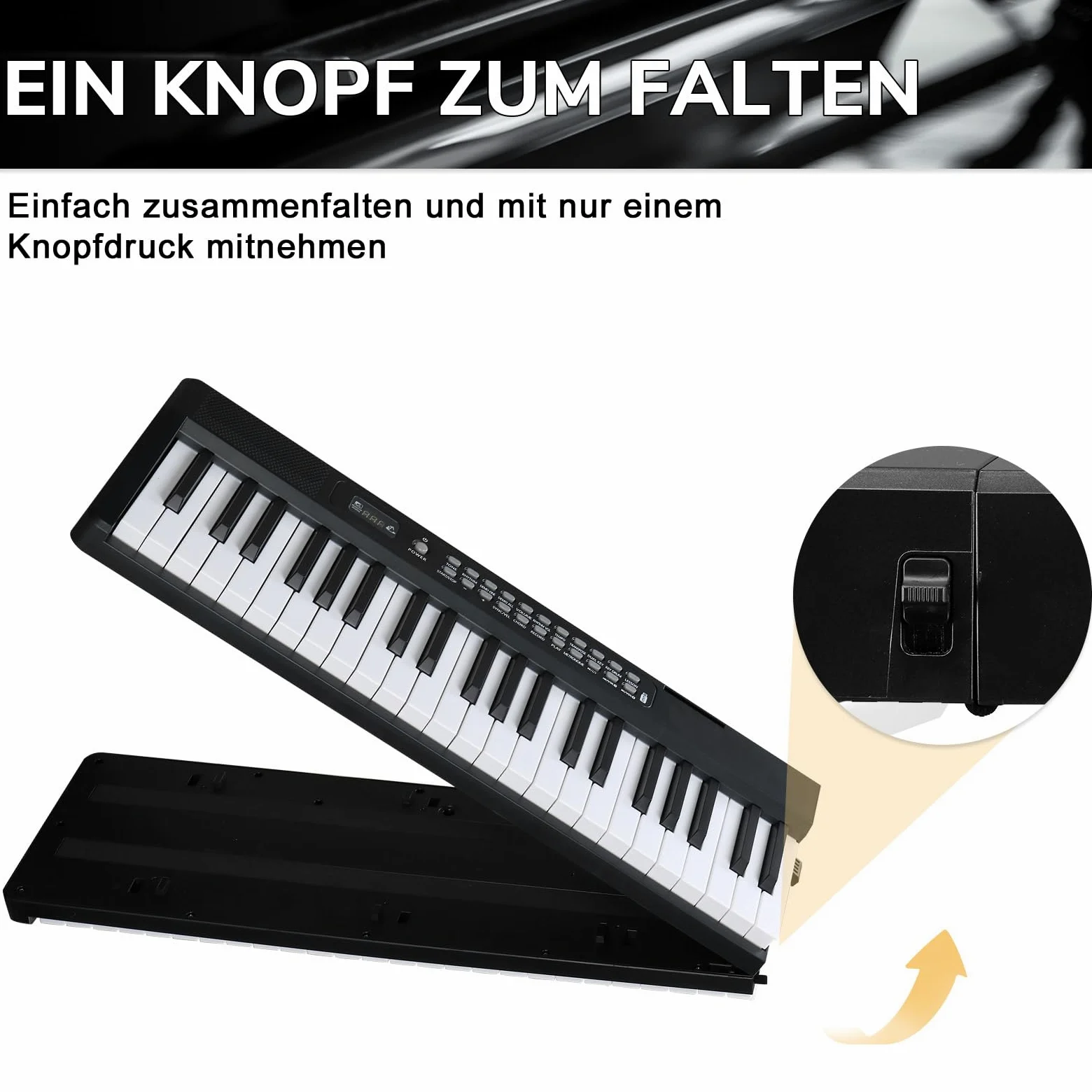 LEADZM Pianoforte digitale pieghevole a 88 tasti, pianoforte semi-ponderato con doppio tubo a forma di X, tastiera con doppia modalità Bluetooth, 1000 ritmi, 1000 toni e 50 demo (nero)