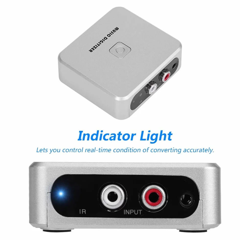 VBESTLIFE Registratore audio, digitalizzatore musicale per canali sinistro e destro, digitalizzatore MP3 disco U/scheda SD da 128 Kbps con porte 3,5 mm e IN