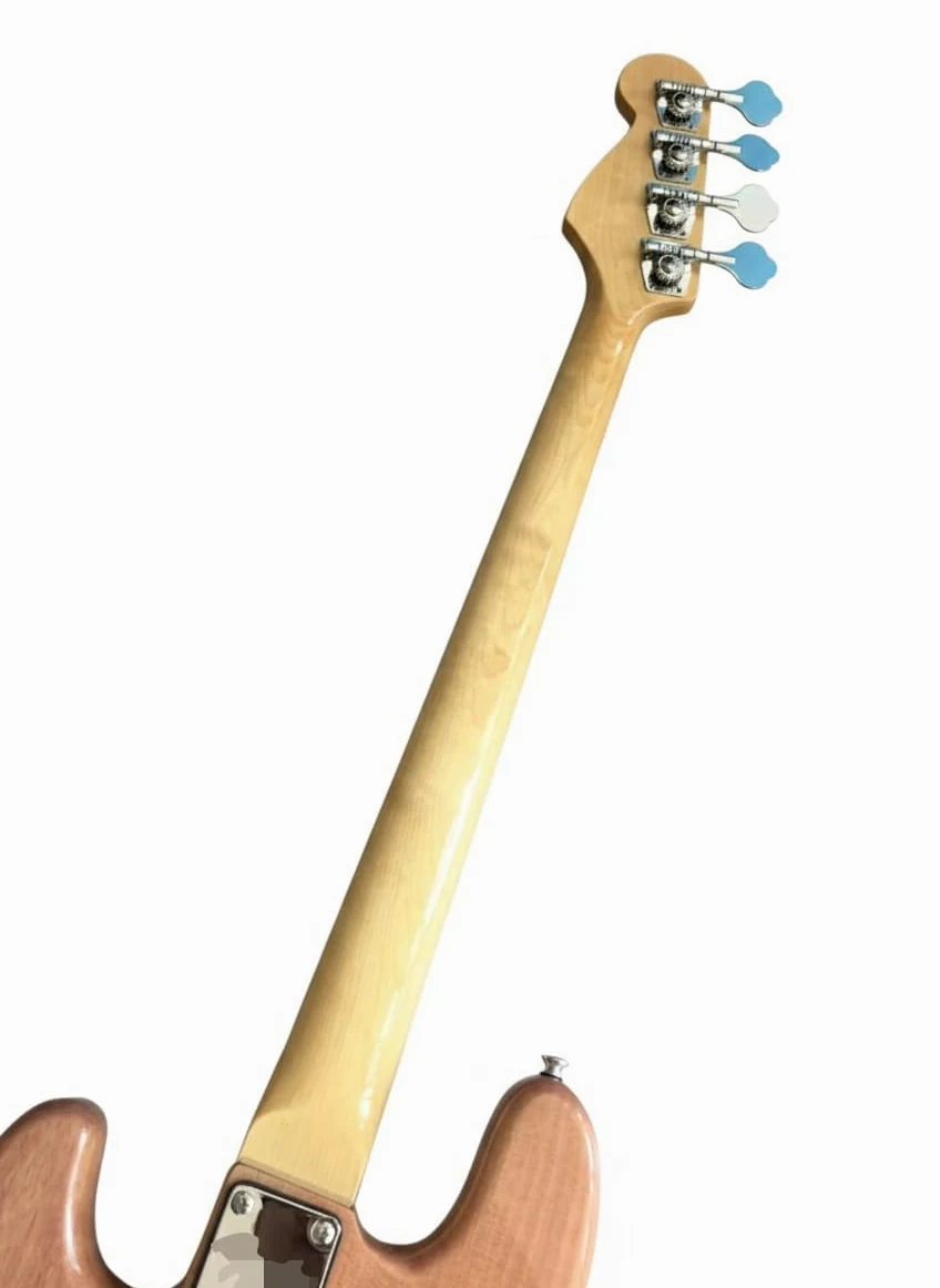 Basso elettrico con corpo in mogano massello naturale, pickup PJ, opzioni e senza tasti(Fretless)
